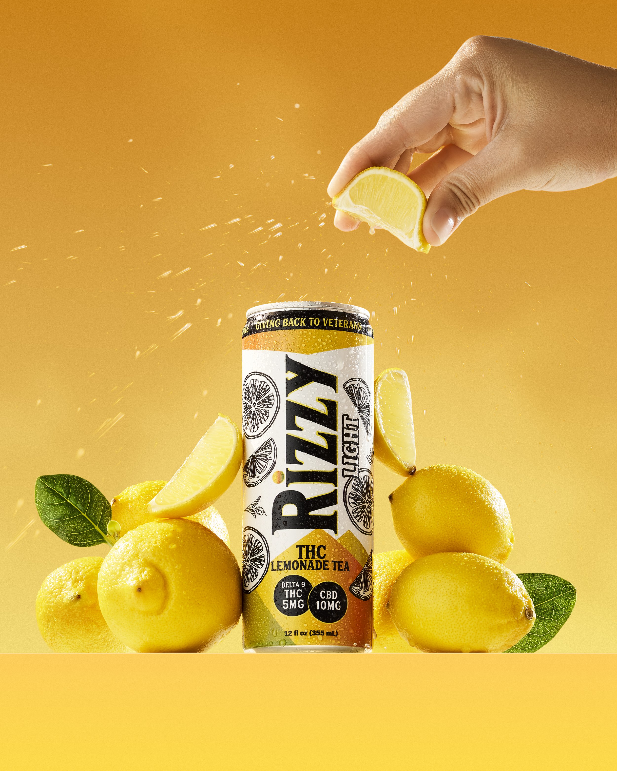 Experience the ultimate refreshment with Rizzy Light THC Iced Tea Lemonade. This high-potency, nitrogen-infused beverage blends a classic Arnold Palmer flavor with the uplifting effects of Super Lemon Haze terpenes.