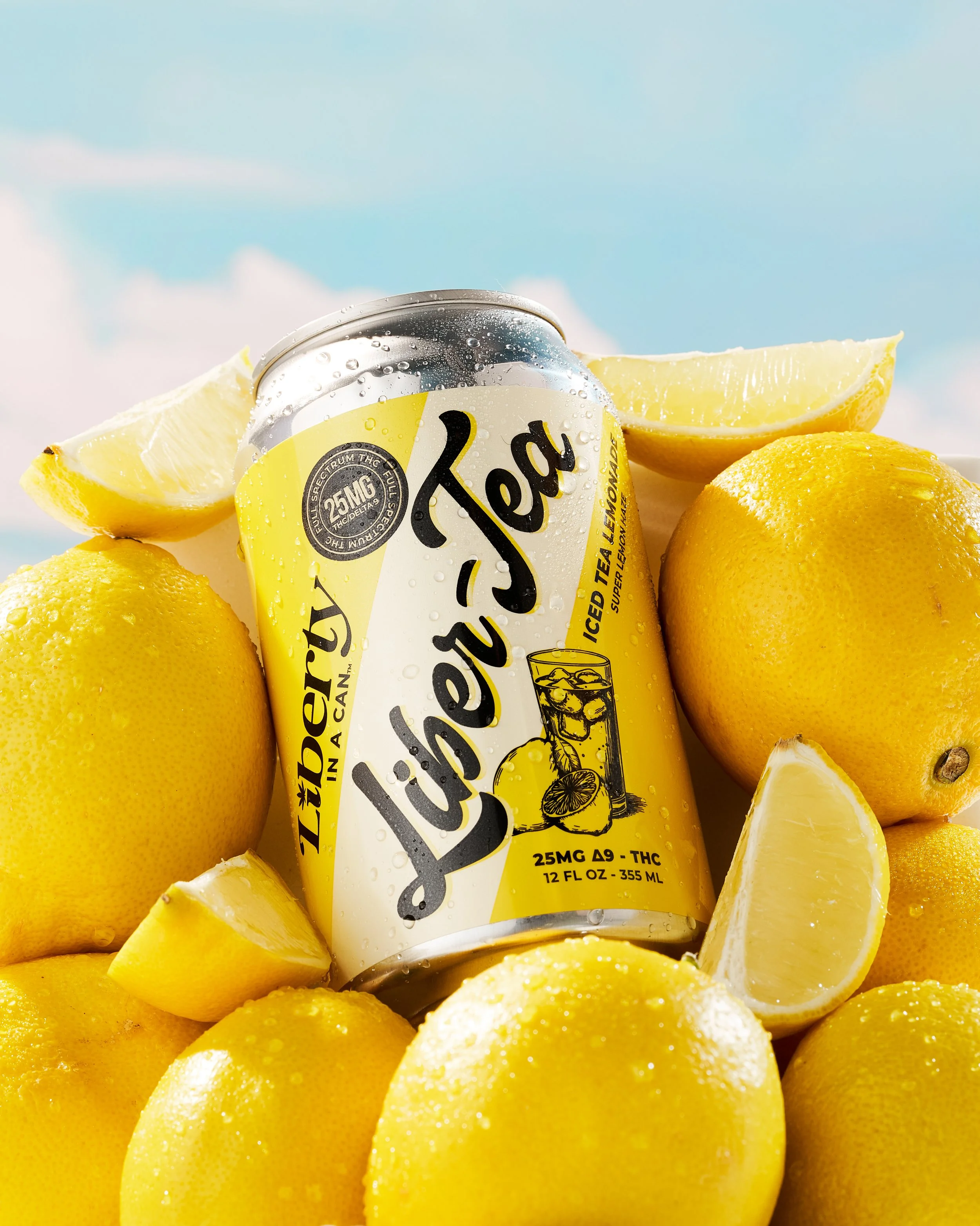 Experience the ultimate refreshment with Liber-Tea™ 25mg THC Iced Tea Lemonade from Liberty In a Can™. This high-potency, nitrogen-infused beverage blends a classic Arnold Palmer flavor with the uplifting effects of Super Lemon Haze terpenes.
