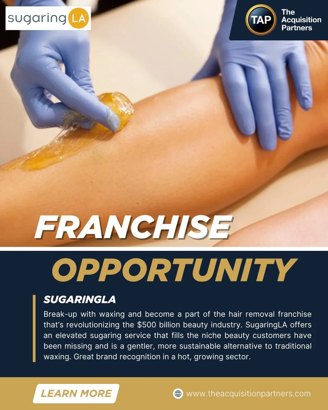Sweeten your entrepreneurial journey. 
SugaringLA, a leader in eco-friendly, organic hair removal services, invites passionate entrepreneurs to join our growing franchise family. Offer clients a luxurious, natural alternative to traditional waxing an