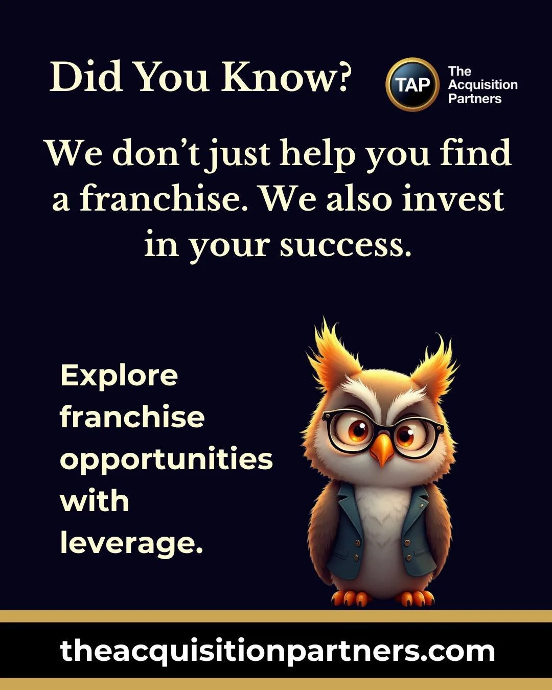 We don&rsquo;t just help you find a franchise. We invest in your success. TAP is the only franchise platform that combines proprietary matching, direct capital investment, vendor partnerships, and year-one coaching to accelerate your path to profitab