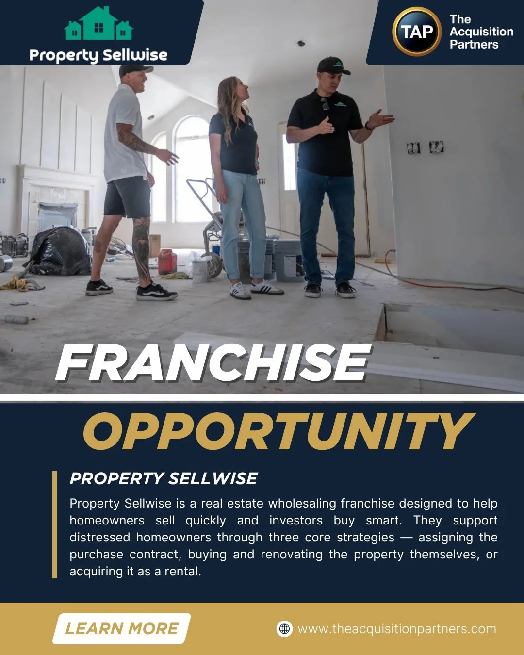Property Sellwise is a real estate wholesaling franchise designed to help homeowners sell quickly and investors buy smart. They support distressed homeowners through three core strategies &mdash; assigning the purchase contract, buying and renovating