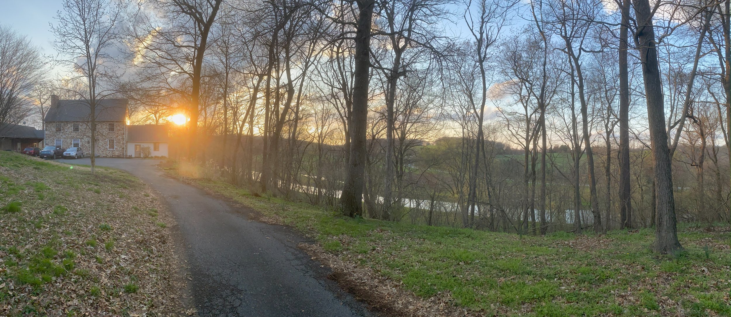 April sunset behind the house