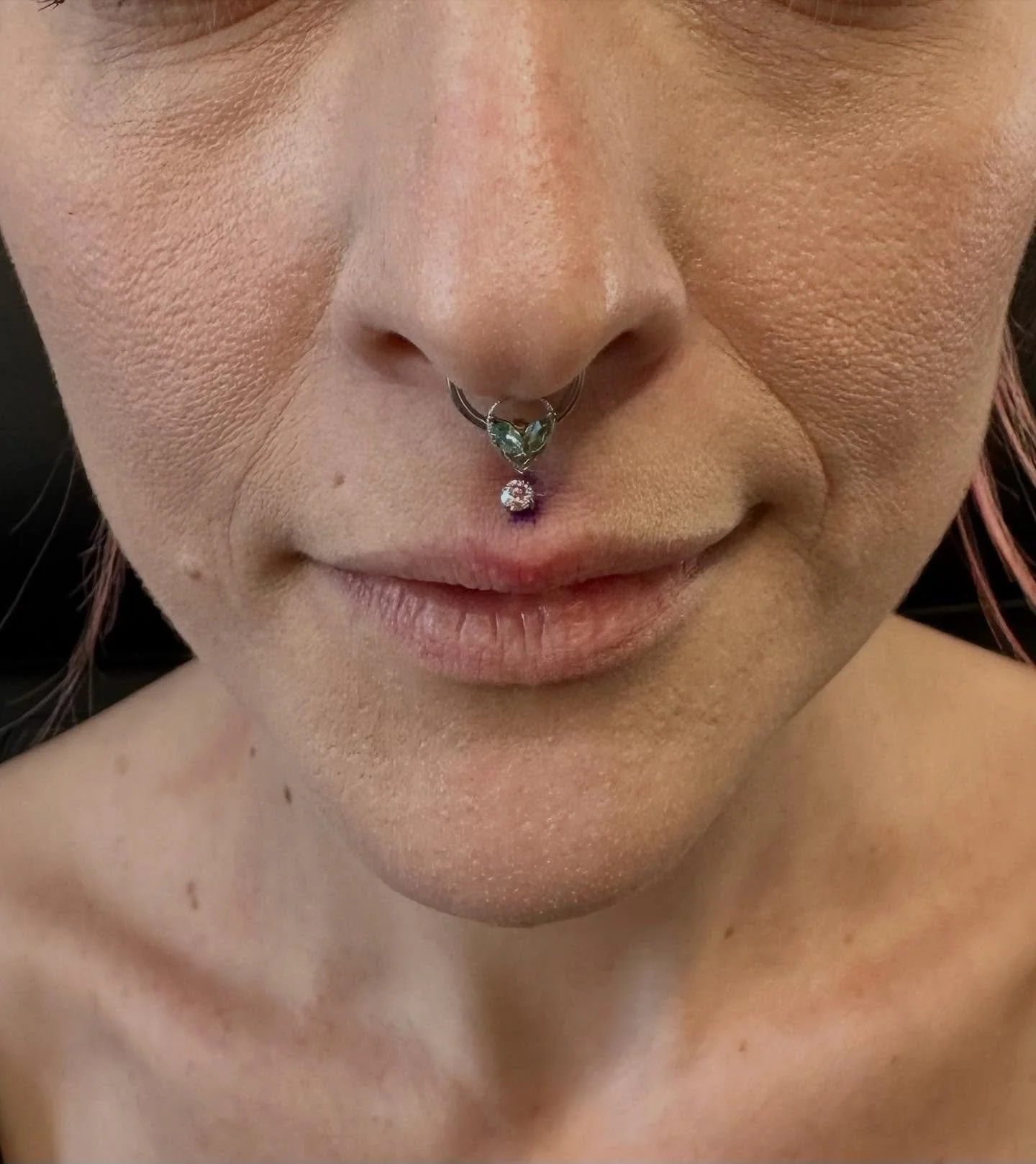 A Medusa/philtrum for an absolute sweetheart who also loves giraffes and UFO&rsquo;s and has an alien septum-Nicole, tysm and I IMMEDIATELY loved you 🥹💓

#medusapiercing #philtrumpiercing #piercingwisconsin #hudsonwisconsin