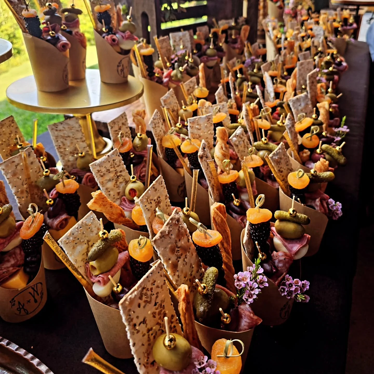 This weekend,  we had the honor of creating 120 charcuterie cups for the sweetest wedding tucked away in the stunning #redrivergorge 

Each little cup was filled with hand-picked cheeses, meats, fruits, and crackers &mdash; a perfect bite-sized way t