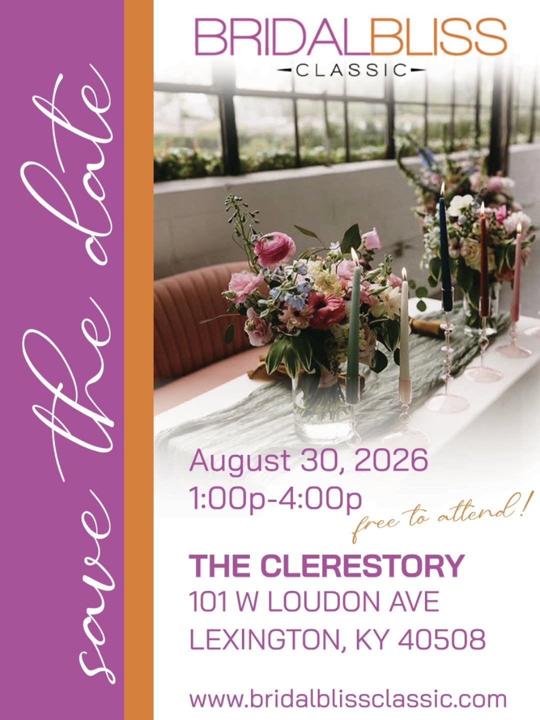 👰🏻Hey future Kentucky brides!
SAVE THE DATE! AUG 30! 
Rose &amp; Brie will be at @theclerestory on Aug 30 at the @bridalblissclassic Wedding Show! 
Come see some fabulous local vendors and people (and take advantage of my fantastic show special you