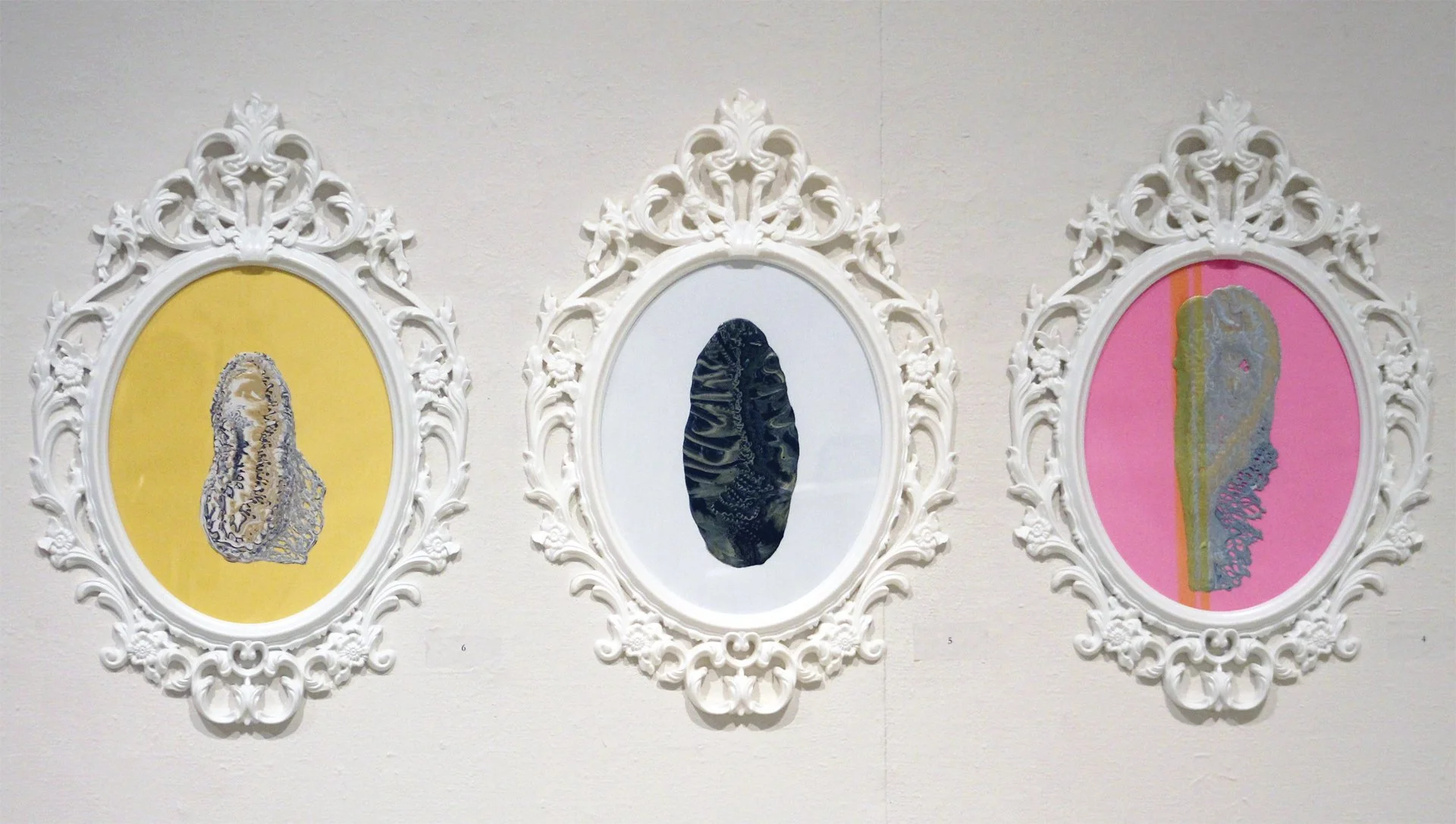 Medium: Poured Latex Enamel Paint, Cellophane, and Color Paper in IKEA UNGDRILL Plastic Frame
Size: 23 ¼’’ x 33 ½’’ x 1 ½’’
Year: 2016