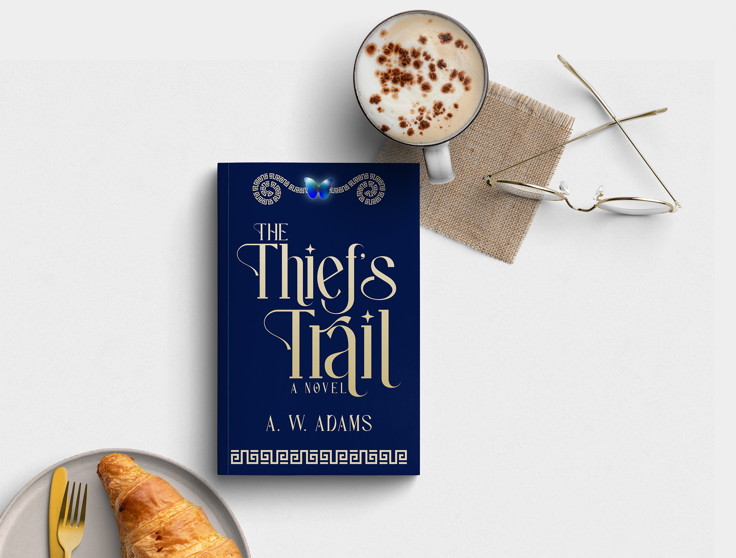 Cover design shown on table with breakfast items.