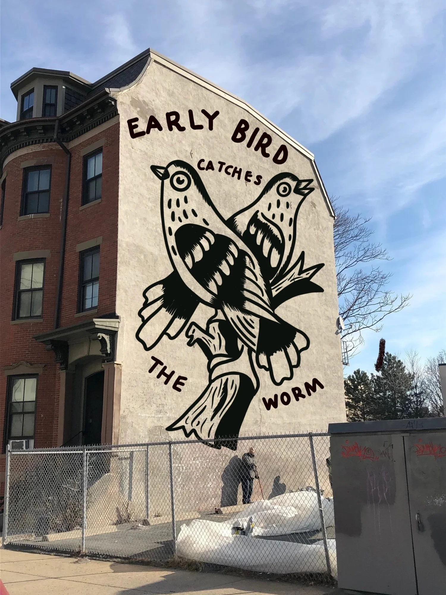 Black and white mural