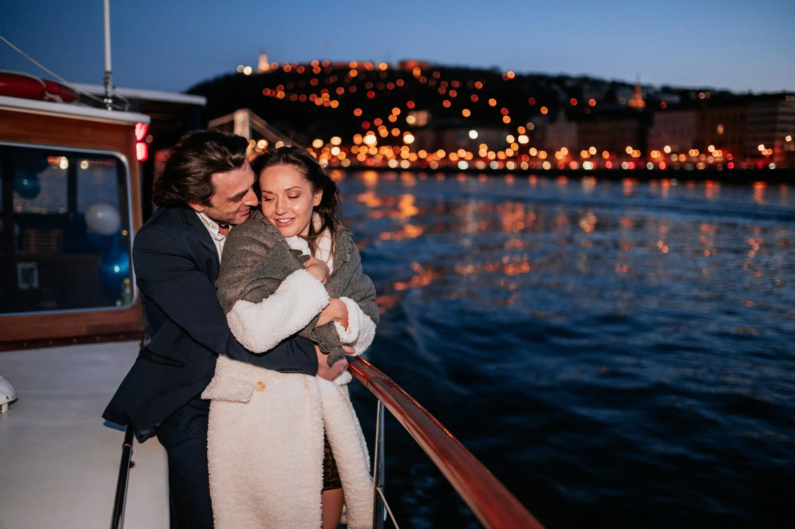 Post sunset blue hour in Budapest private yacht