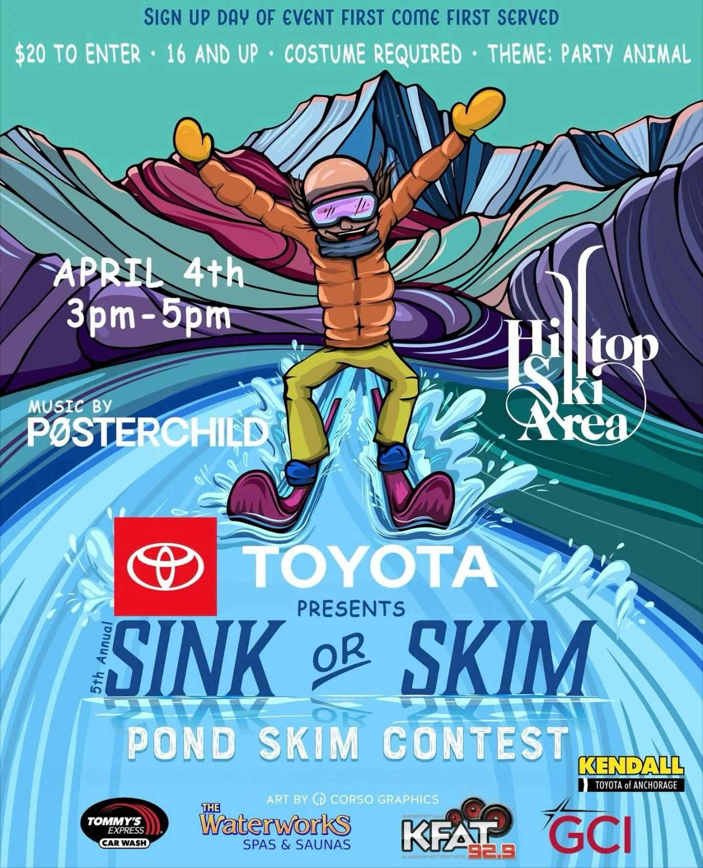 Sink or Skim happening today! Poster design by @corsographics 

WWho&rsquo;s goin?!?!? This is such a fun event Hilltop Ski Area!