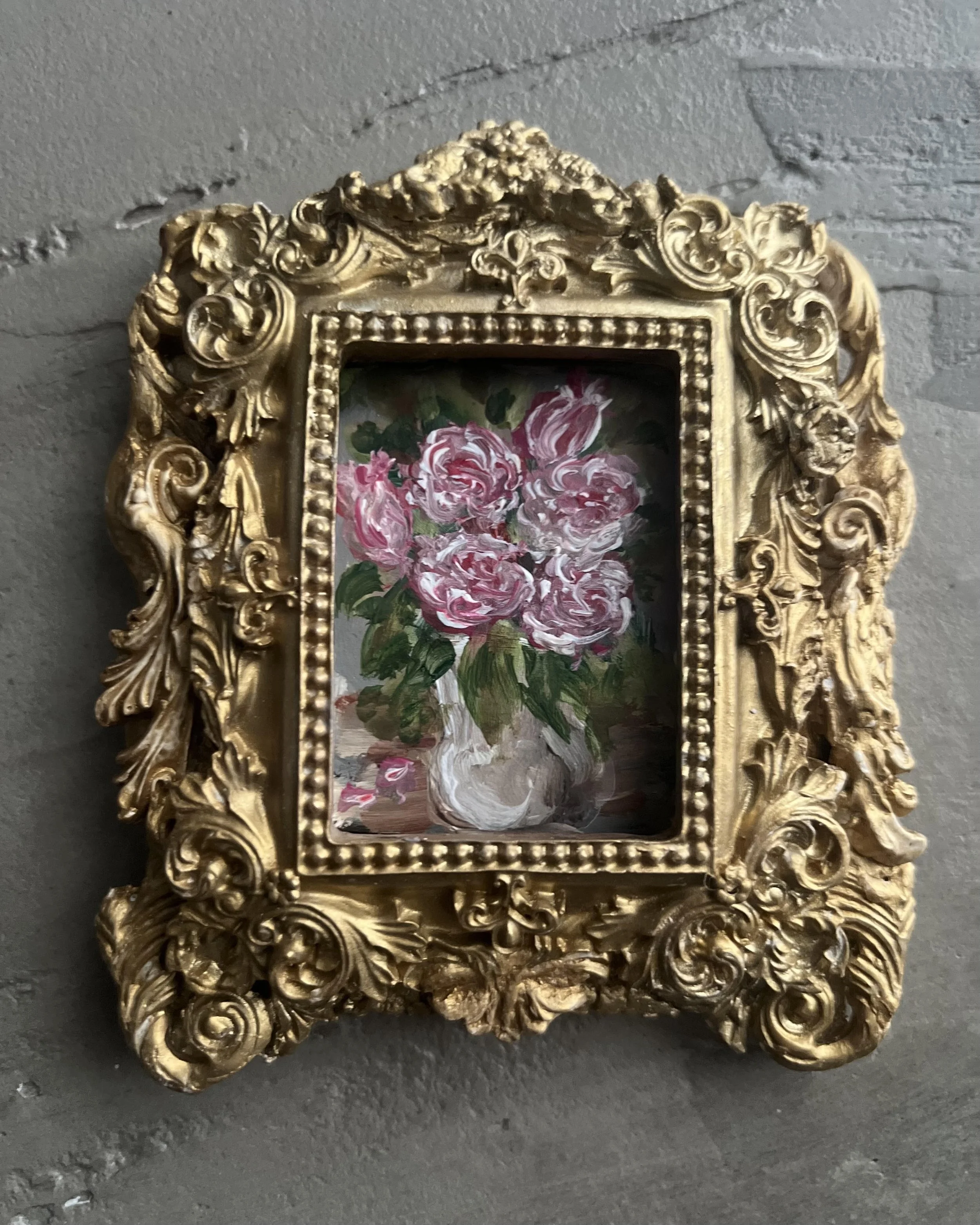 Roses in Clay Pot Fine Art Miniature