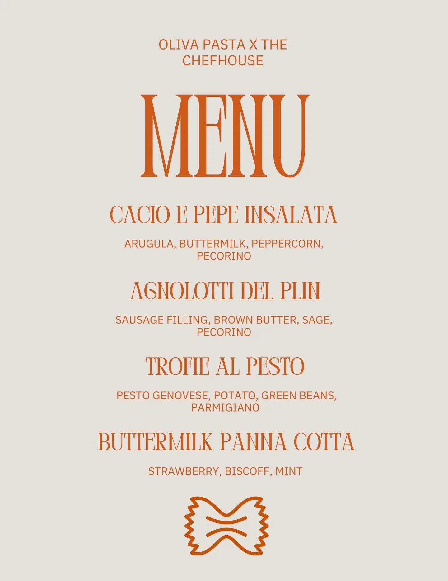 Four course dinner with @the.chefshouse 🍝
February 21st, seating at 5:30pm &bull; 6:30pm &bull; 7:30pm 
Tickets coming soon! 
#pastafattoamano #pastasfoglia #michiganpasta