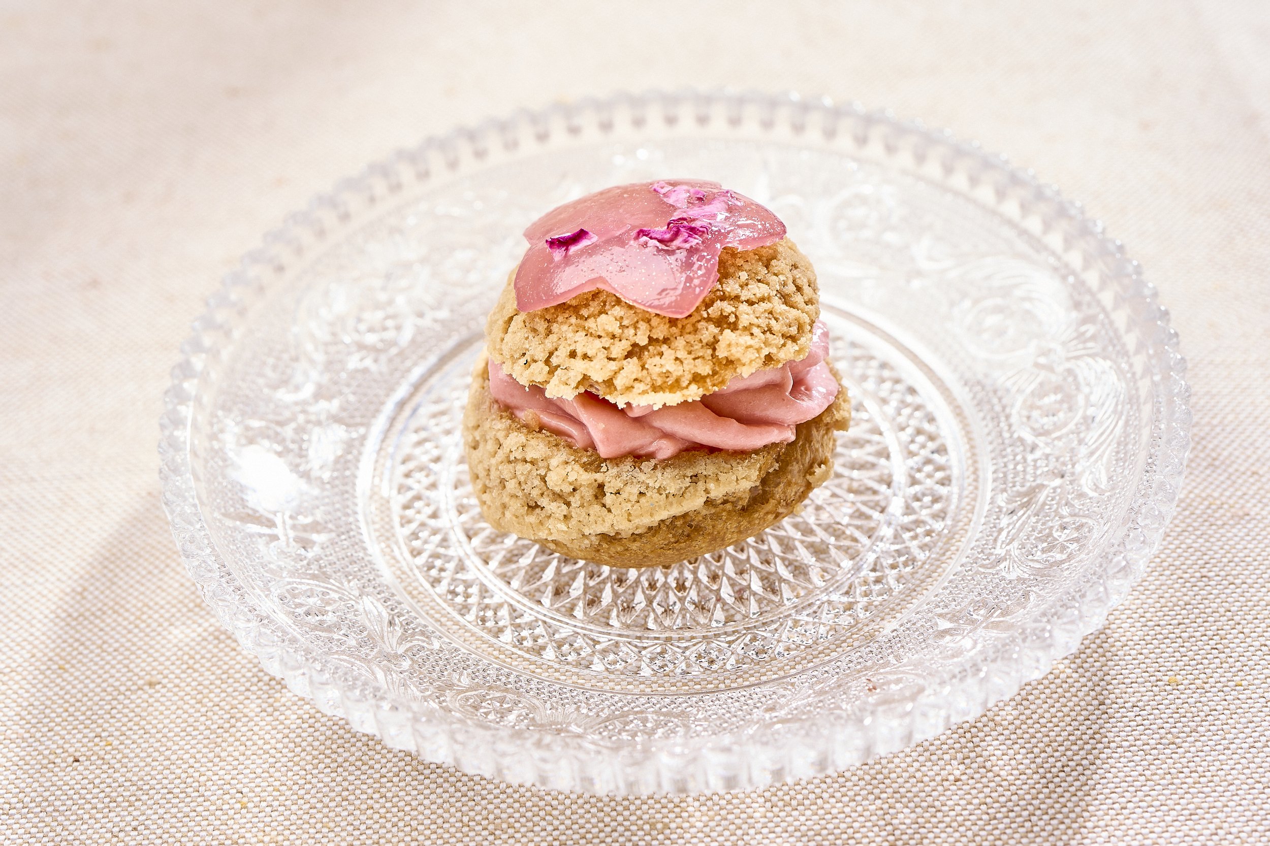 Lychee Rose Choux Puff with Raspberry Cream