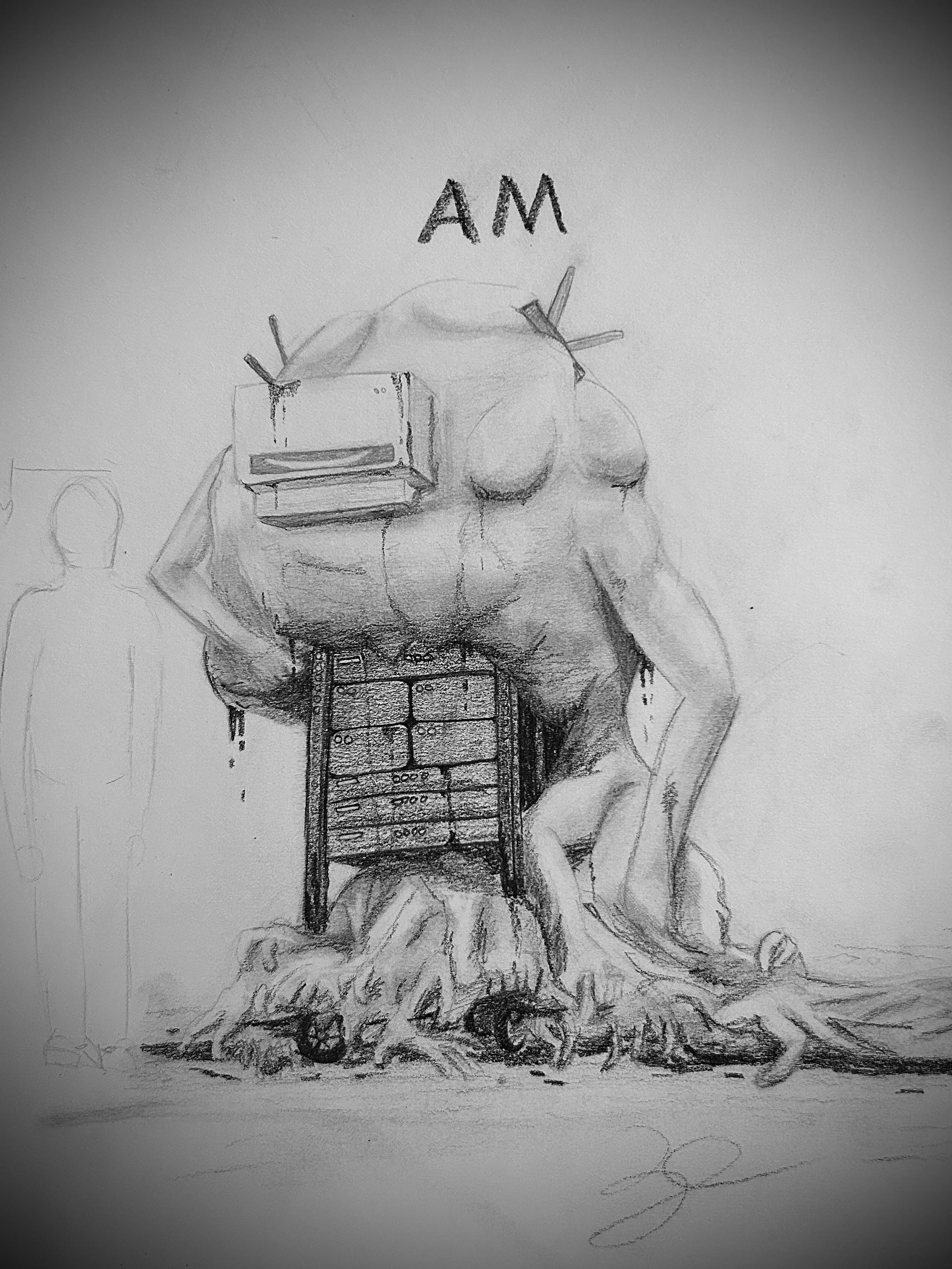 "AM" Character Concept (Original Character by Harlan Ellison) | Pencil on Paper