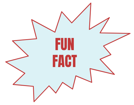 A light blue starburst shape with red outline and the text 'FUN FACT' in red capital letters in the center.