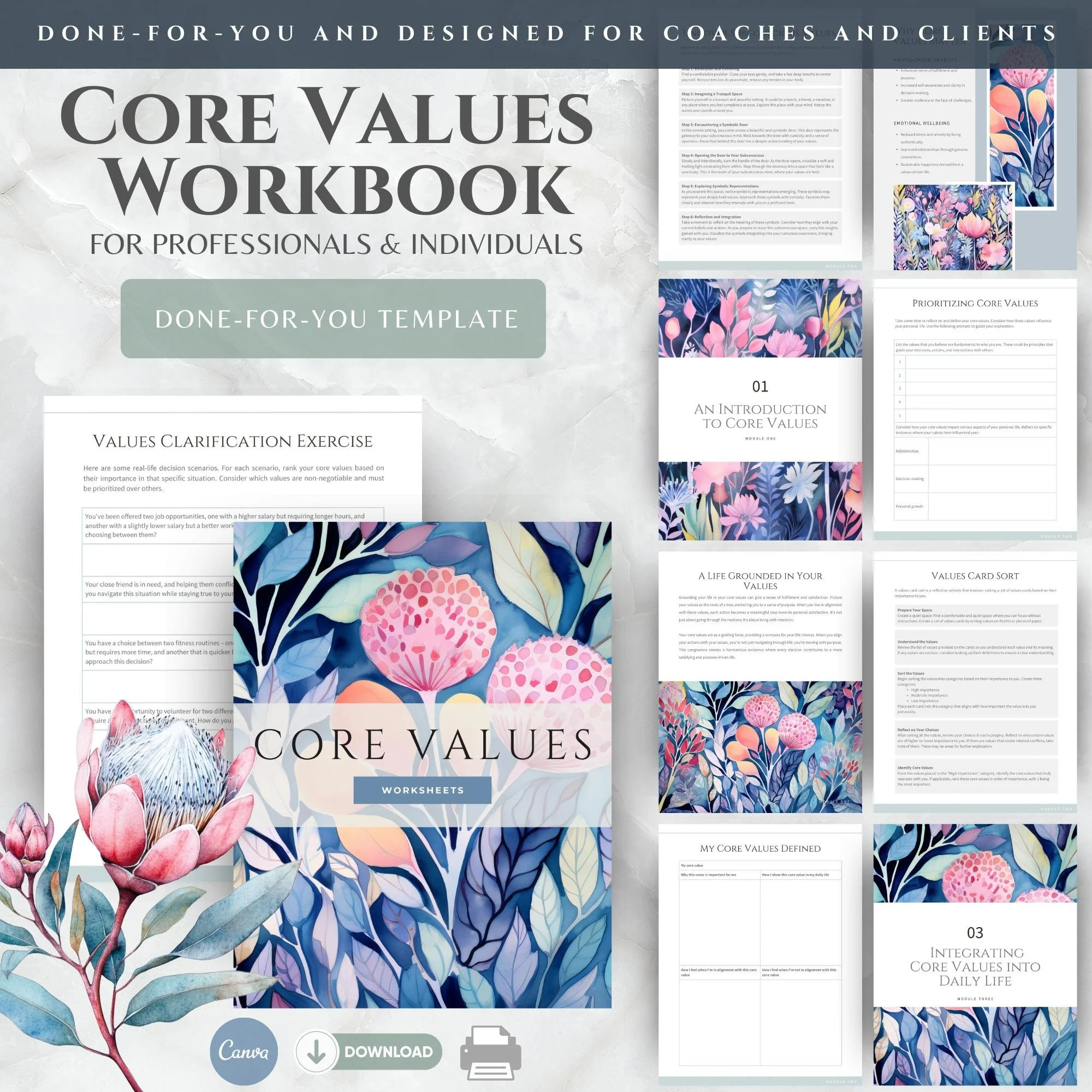 Core Values and Beliefs Worksheets