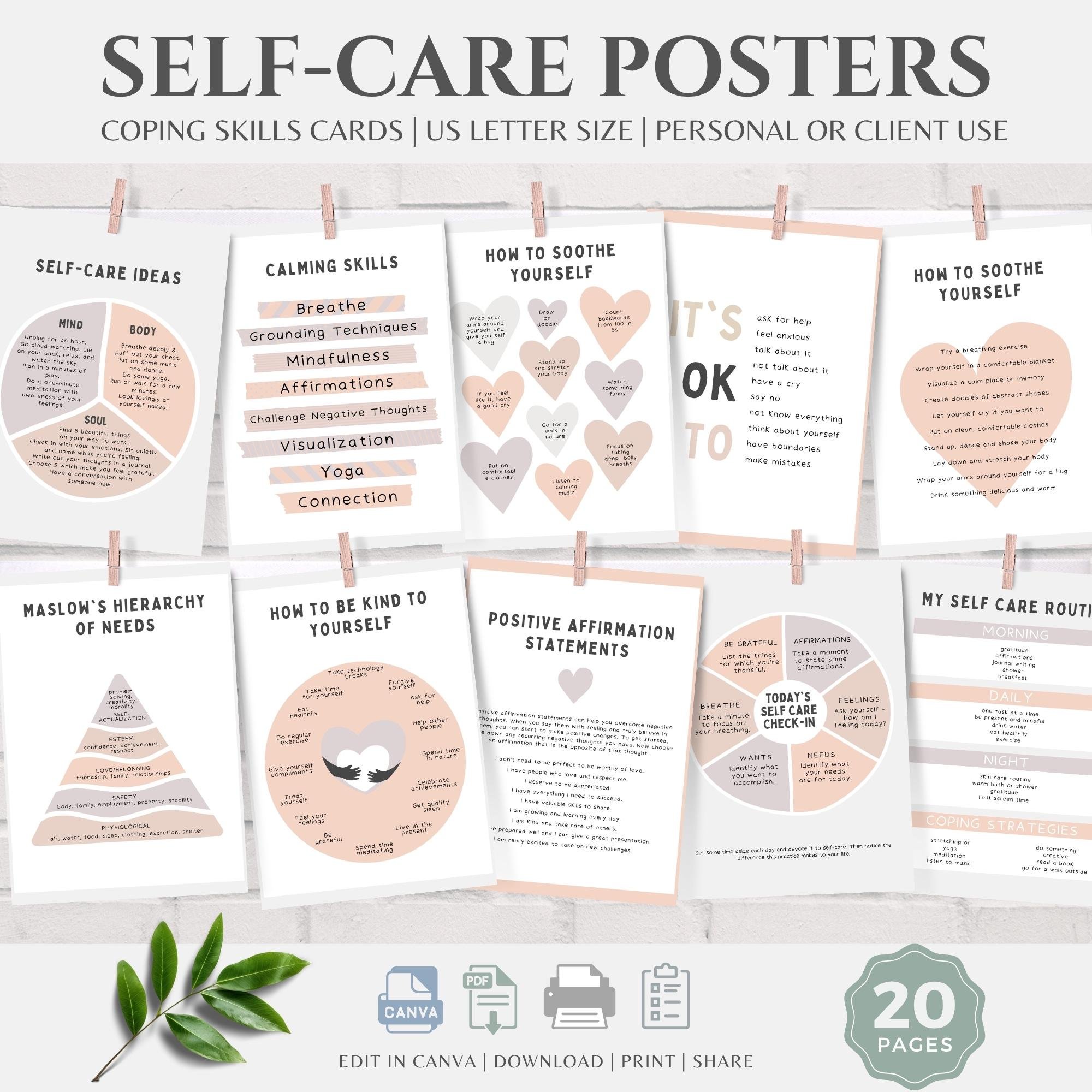 Set of 20 Self Care Card Posters