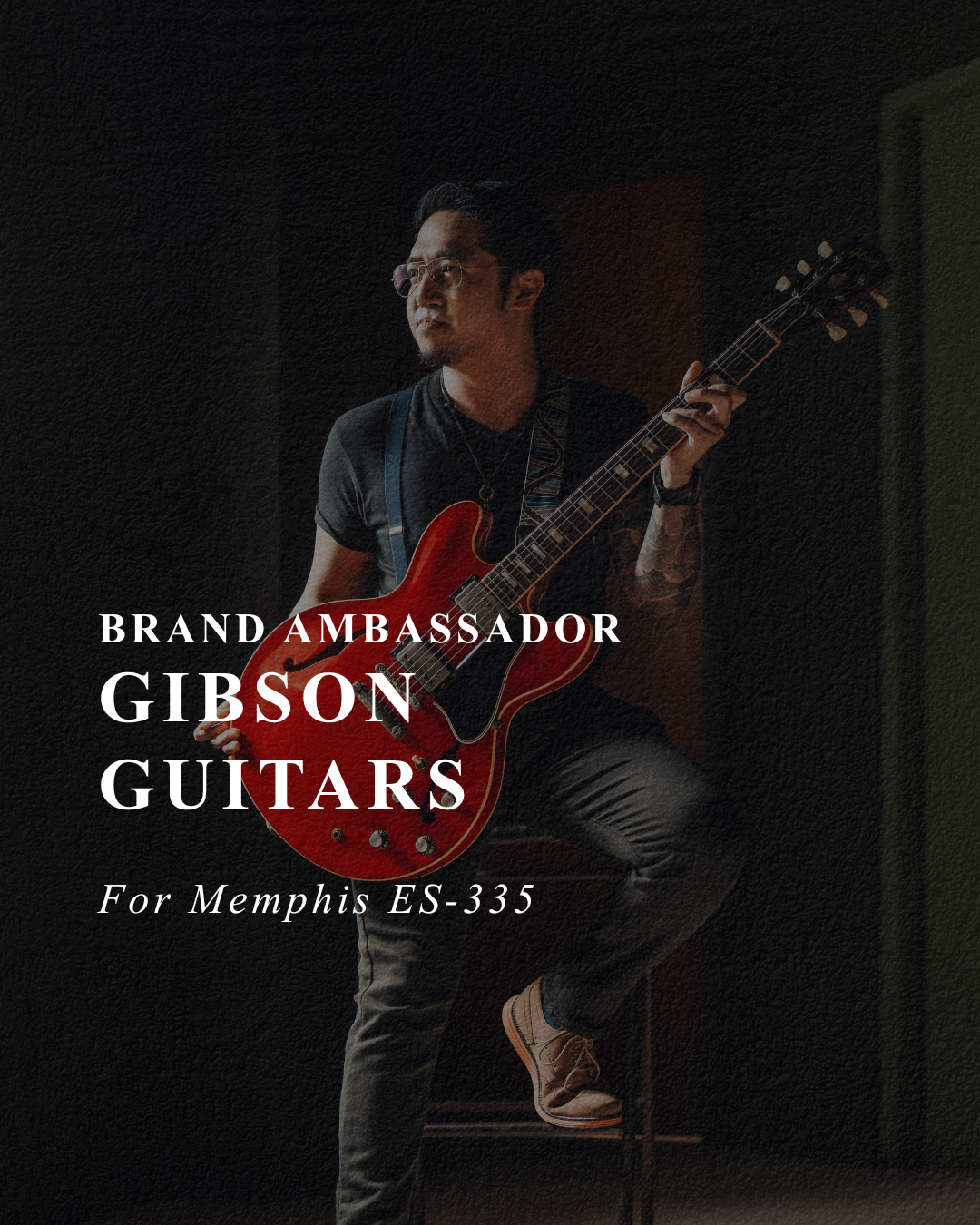 Paul Marney, Gibson Guitars ambassador for Memphis ES-335 holding a 1963 Cherry Red reissue.