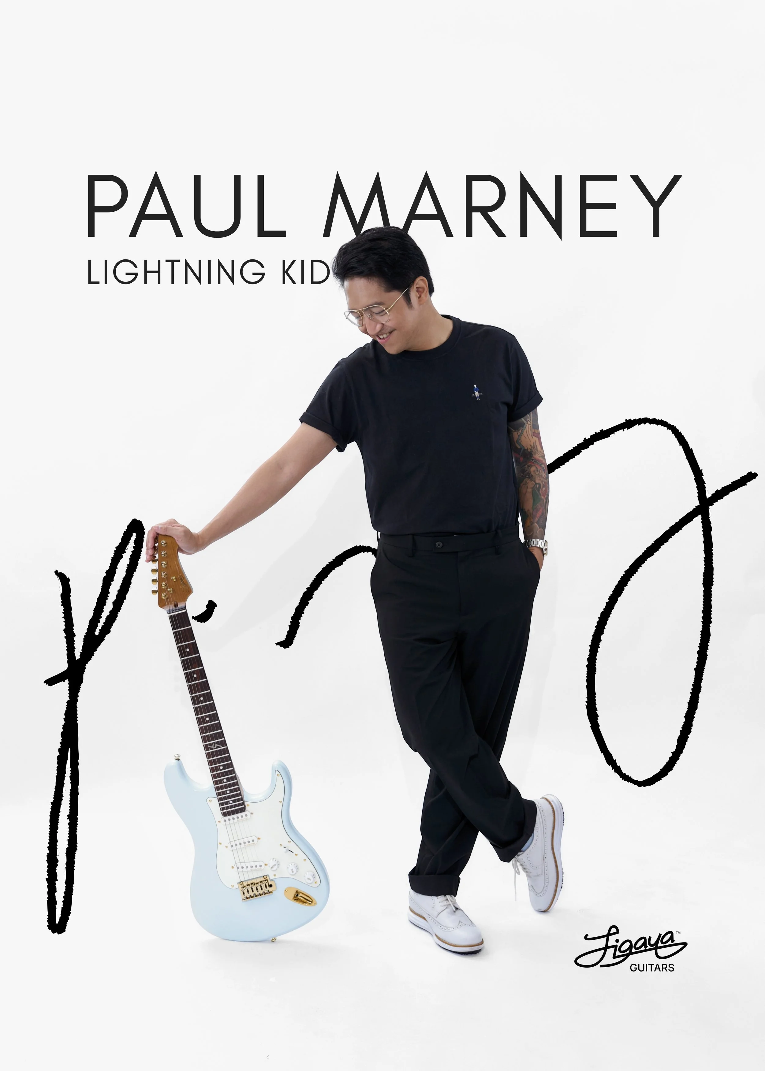 Paul Marney is Lightning Kid. Paul Marney's signature guitar with Ligaya Guitars.