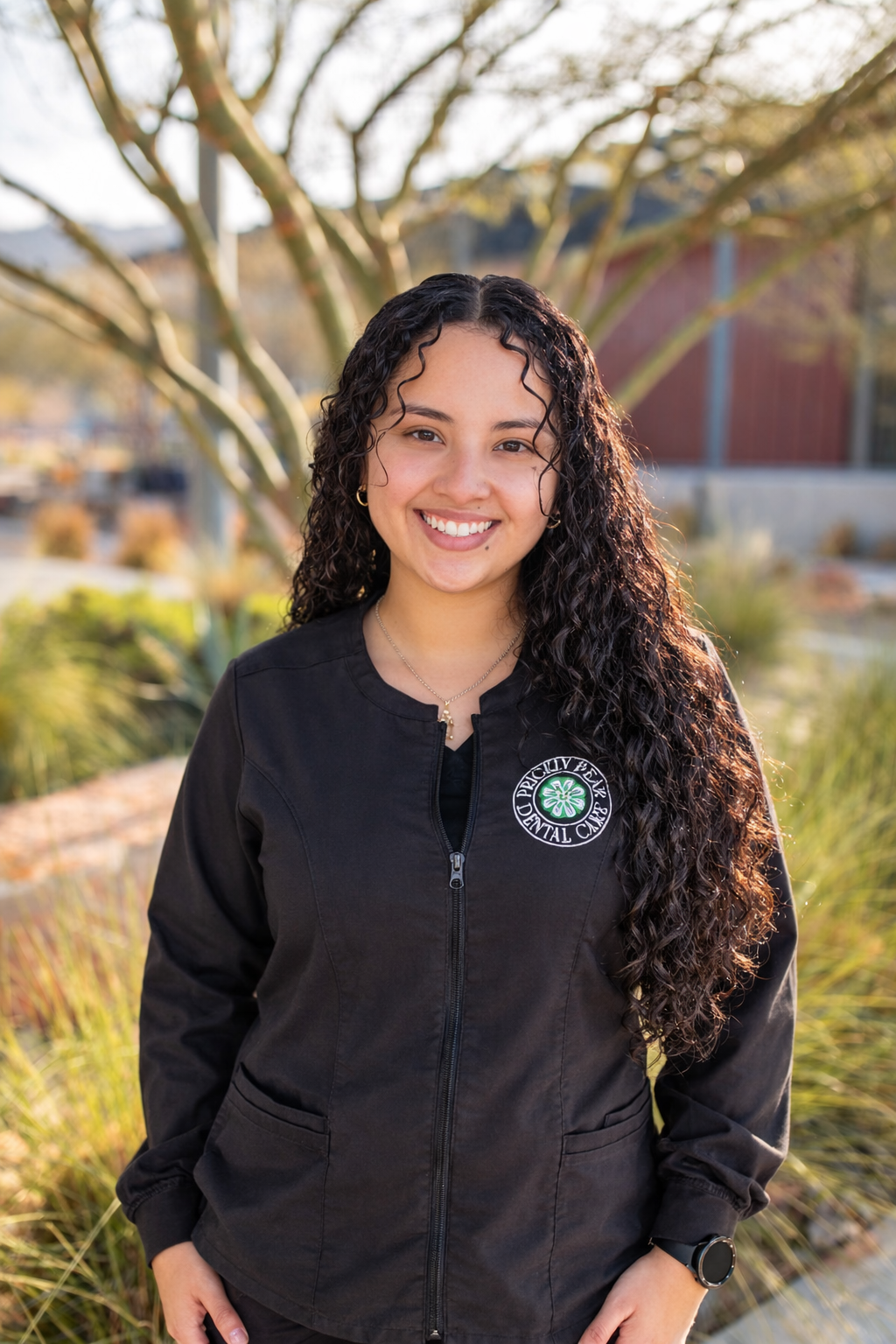 A photo of Soreli taken in the outdoor space near the office of Prickly Pear Dental Care.