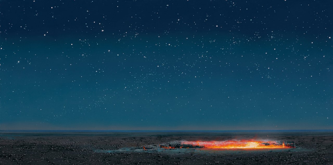 The Clear Night, Tim Storrier | Medium: Acylic paint on canvas | Dimensions: 76 x 152 cm