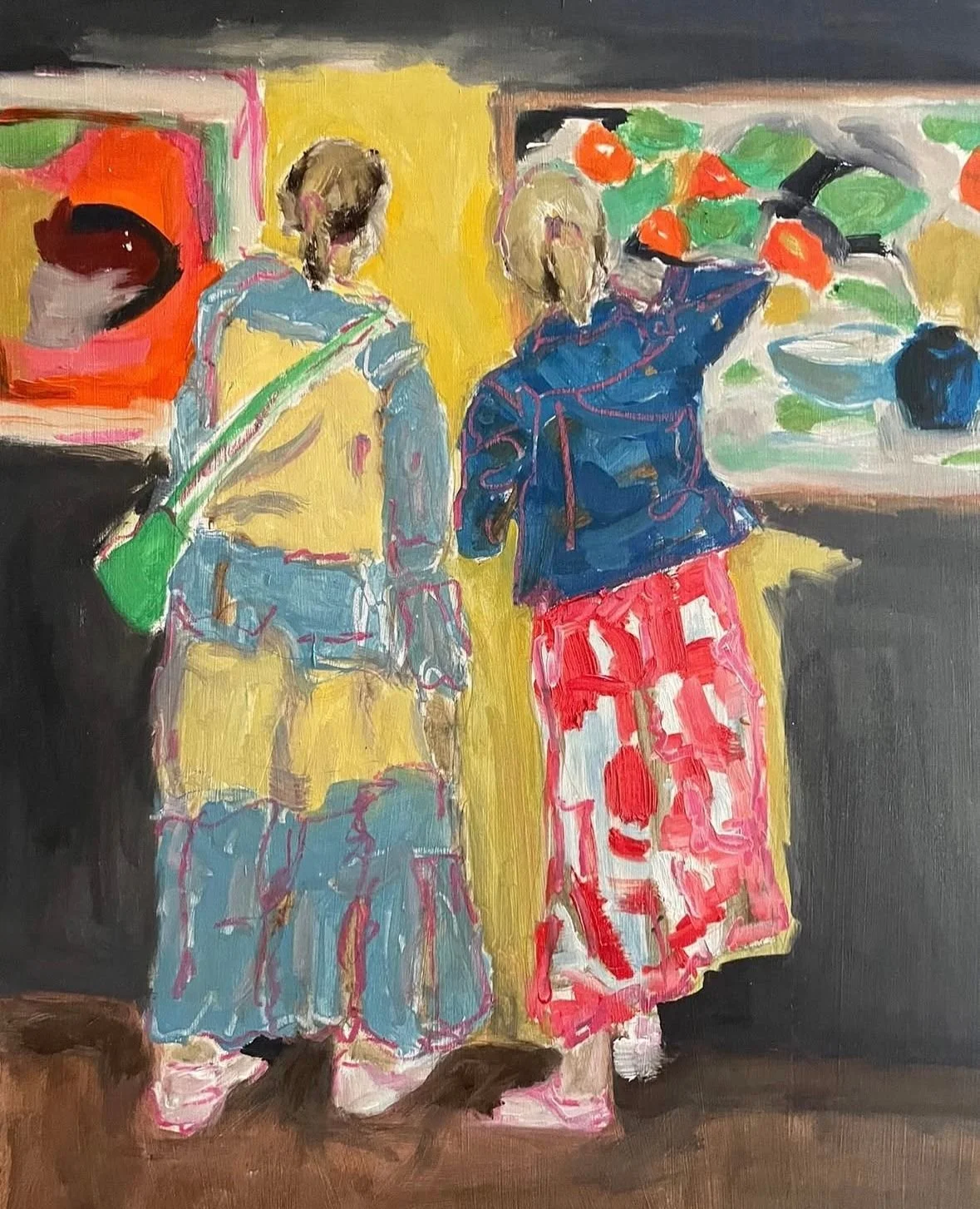 My friends glow | 50 x 40cm | oil on board

Our tradition of a Gallery visit to celebrate each other`s birthdays.