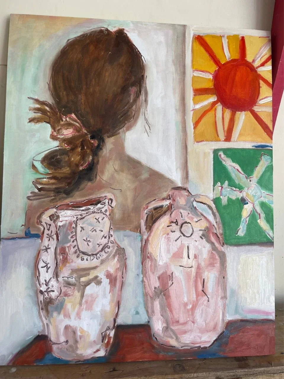 Home Gallery | 50 x 40 | Oil on Board

A painting of artworks on our wall by artists Hannah Phemister, Angela Xrisaphina and my kids when they were little.