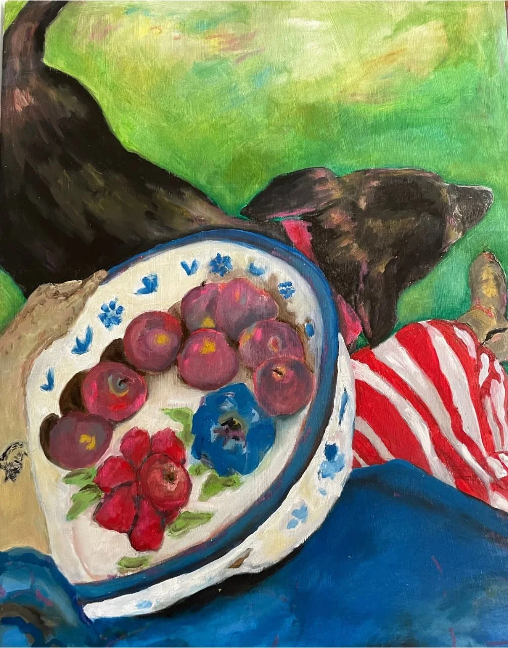 BeppO and me | 50 x 40cm | oil on board

Helping me set the picnic table.