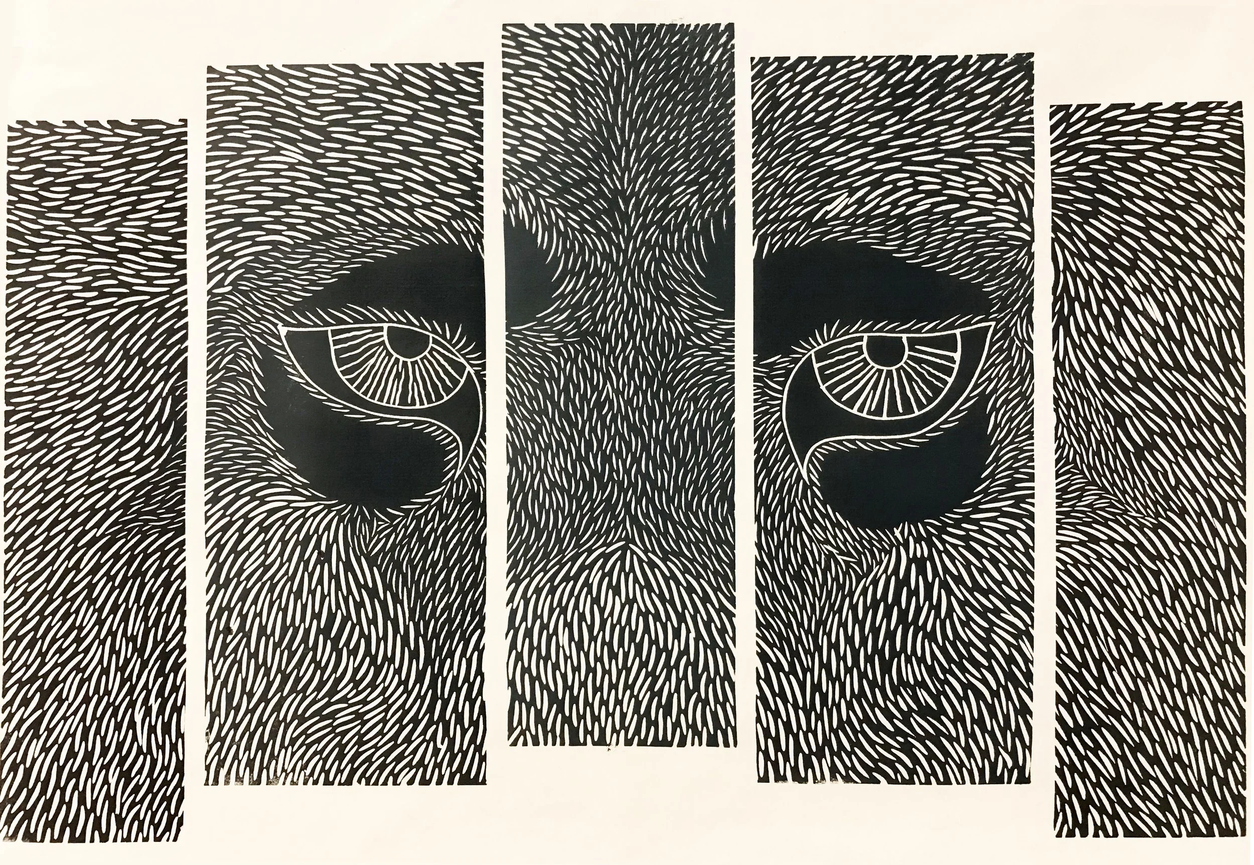 Gaze II: 2' x 3' linoleum print