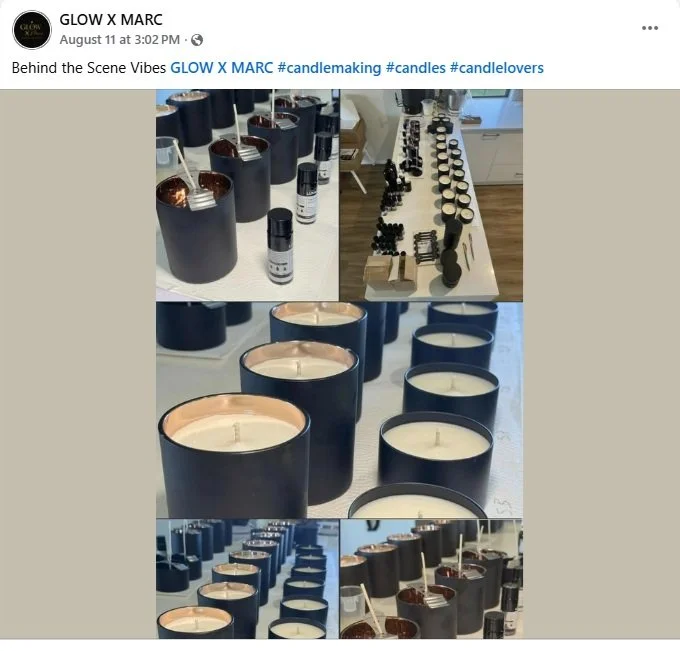 Collection of candles and candle-making supplies on a table.