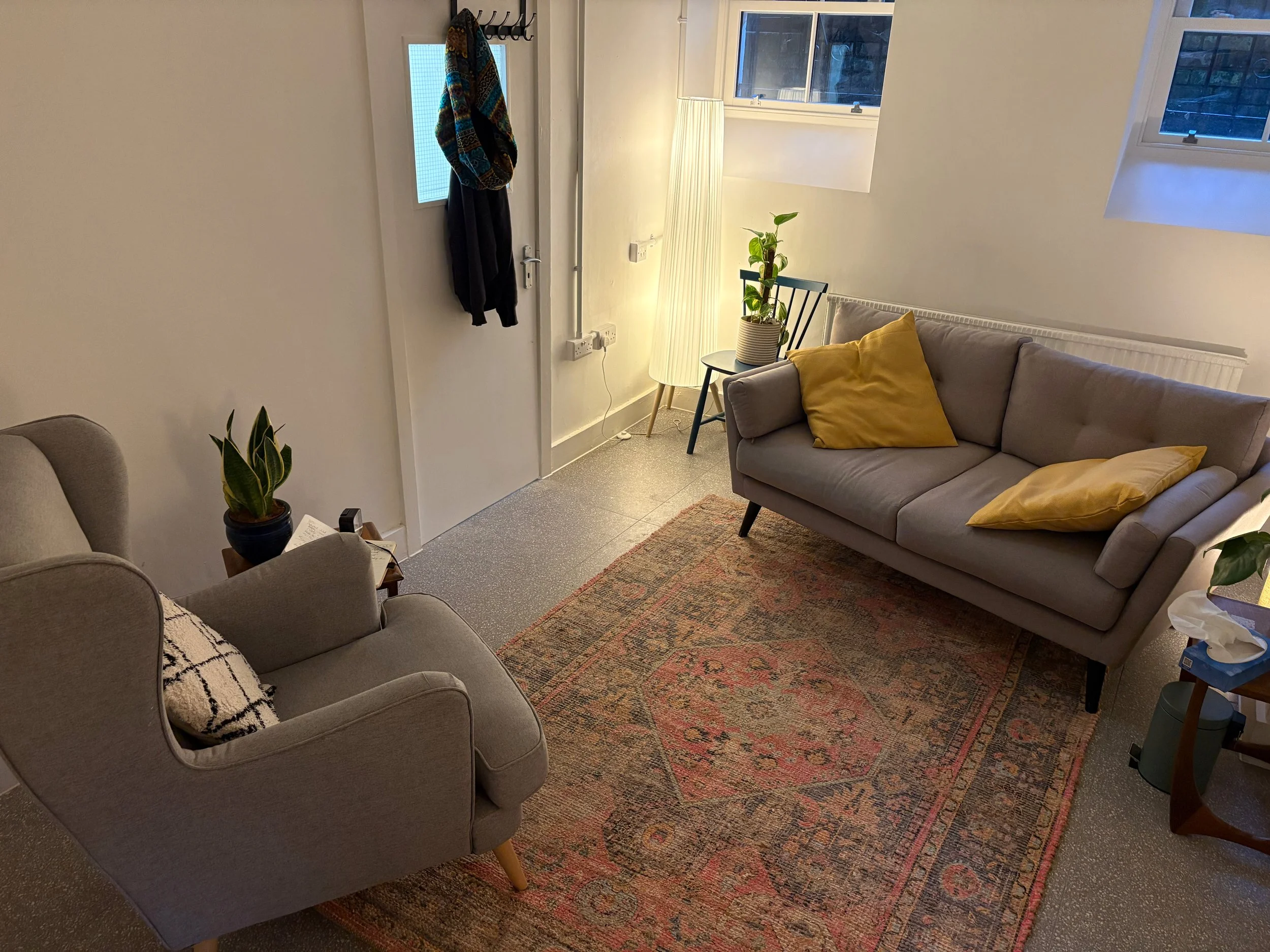 Therapy room for mens addiction counselling in Bethnal Green, East London