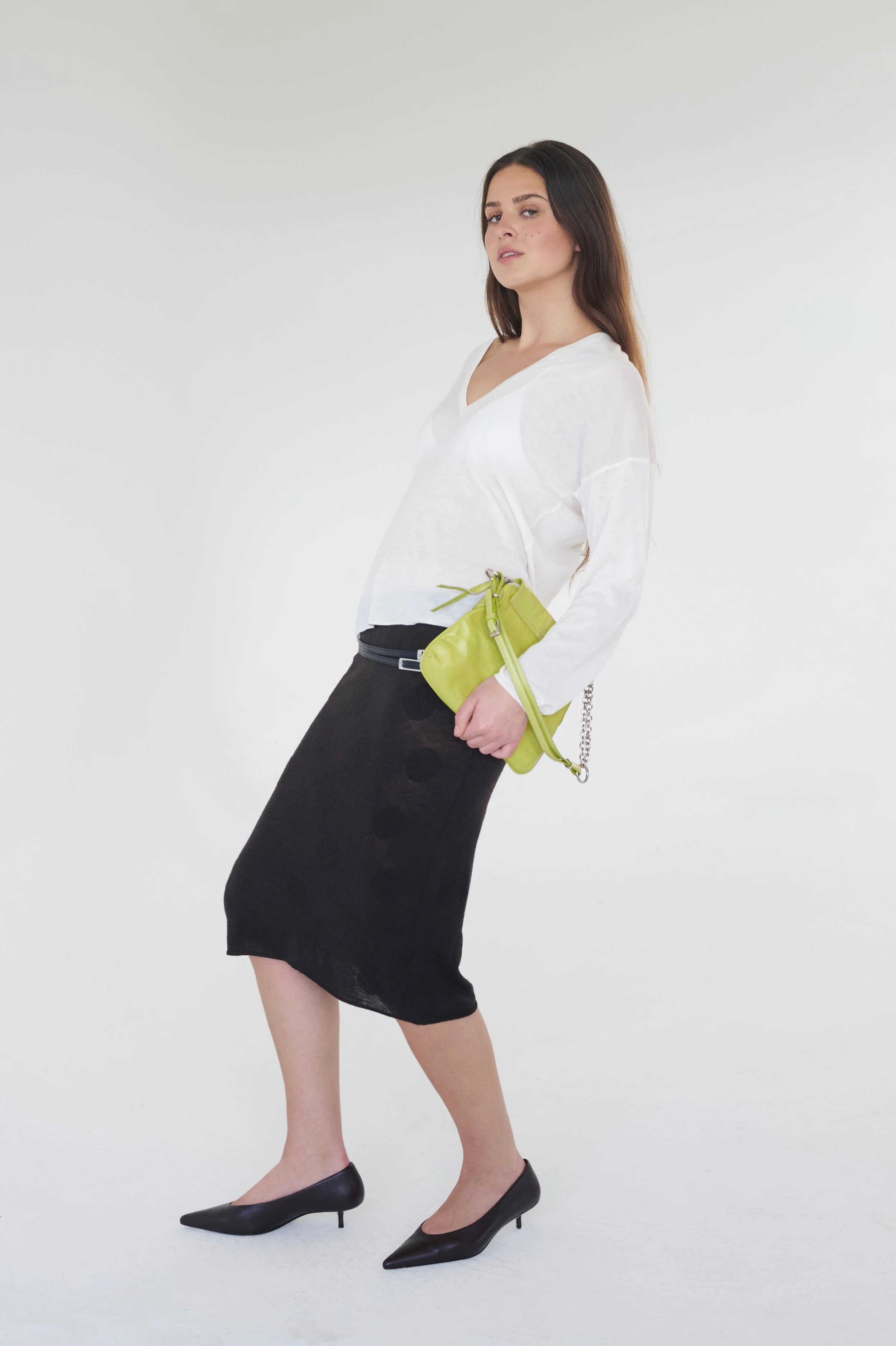 dark brown polka skirt