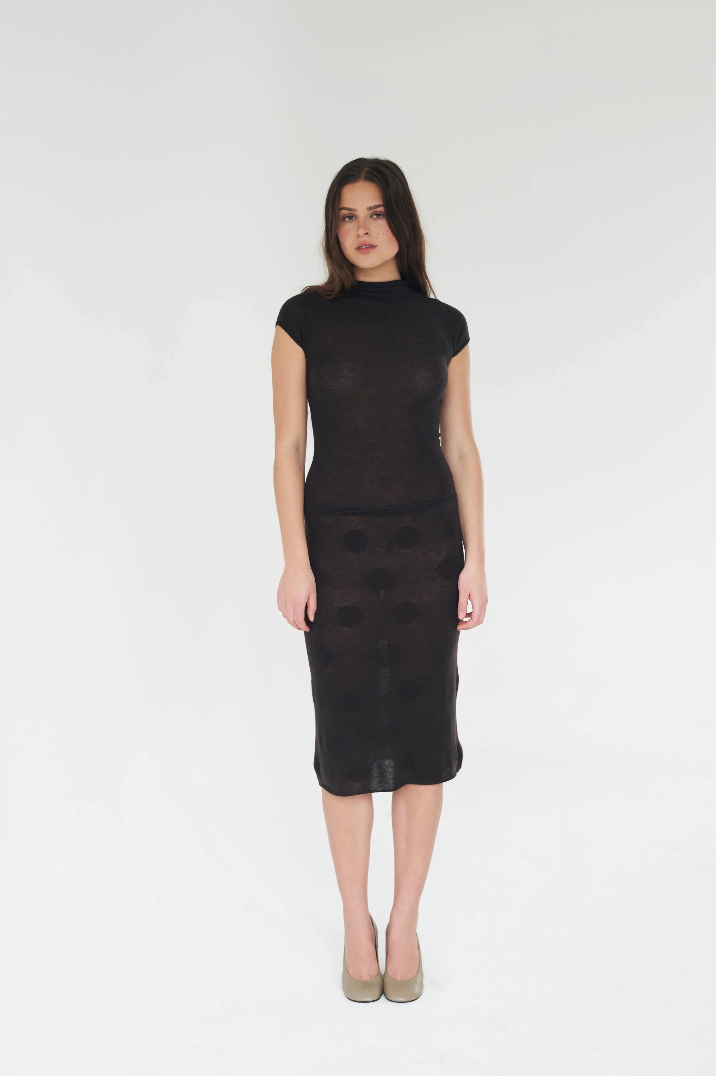 dark brown plain sheer top