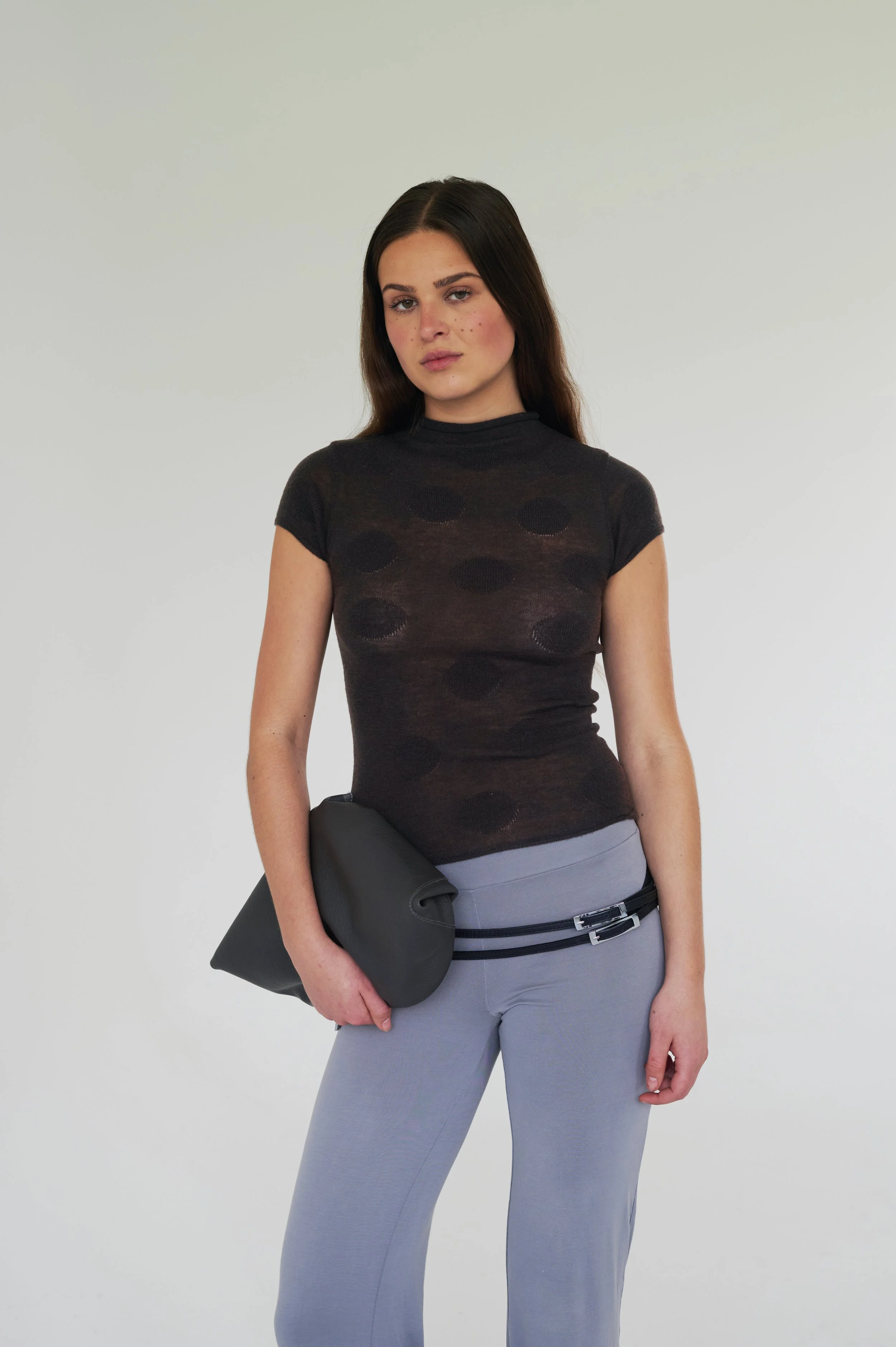 dark brown polka top