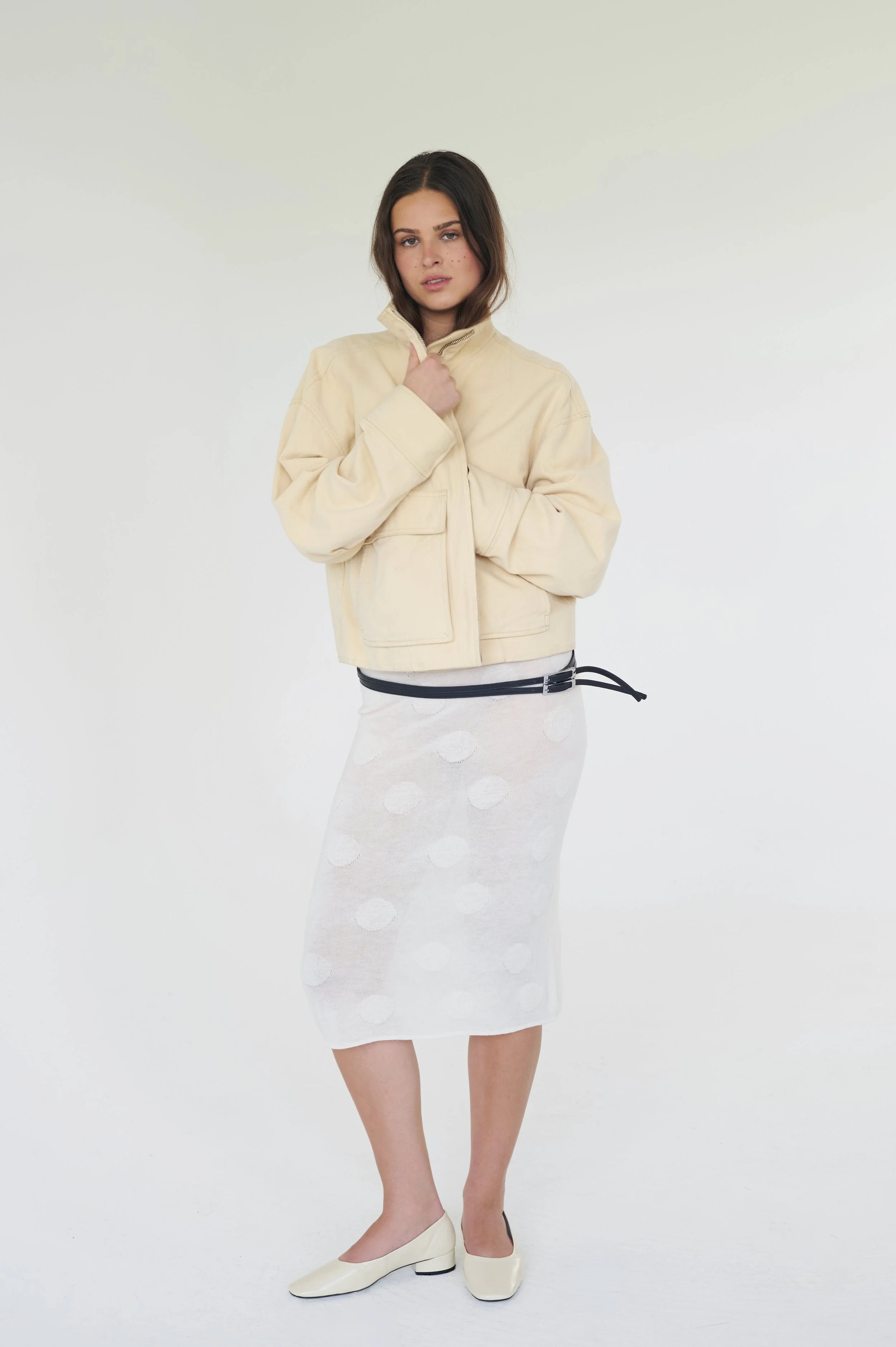 ecru polka skirt