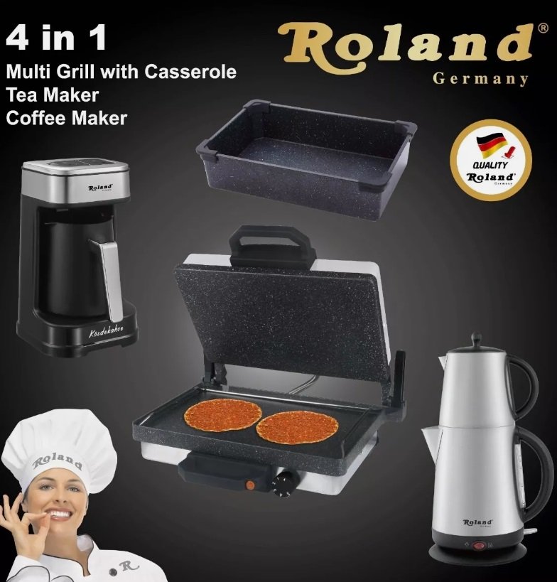 Roland 4 in 1 Set I Multigrill I Teekocher I Mokka-Maschine I Kasserolle