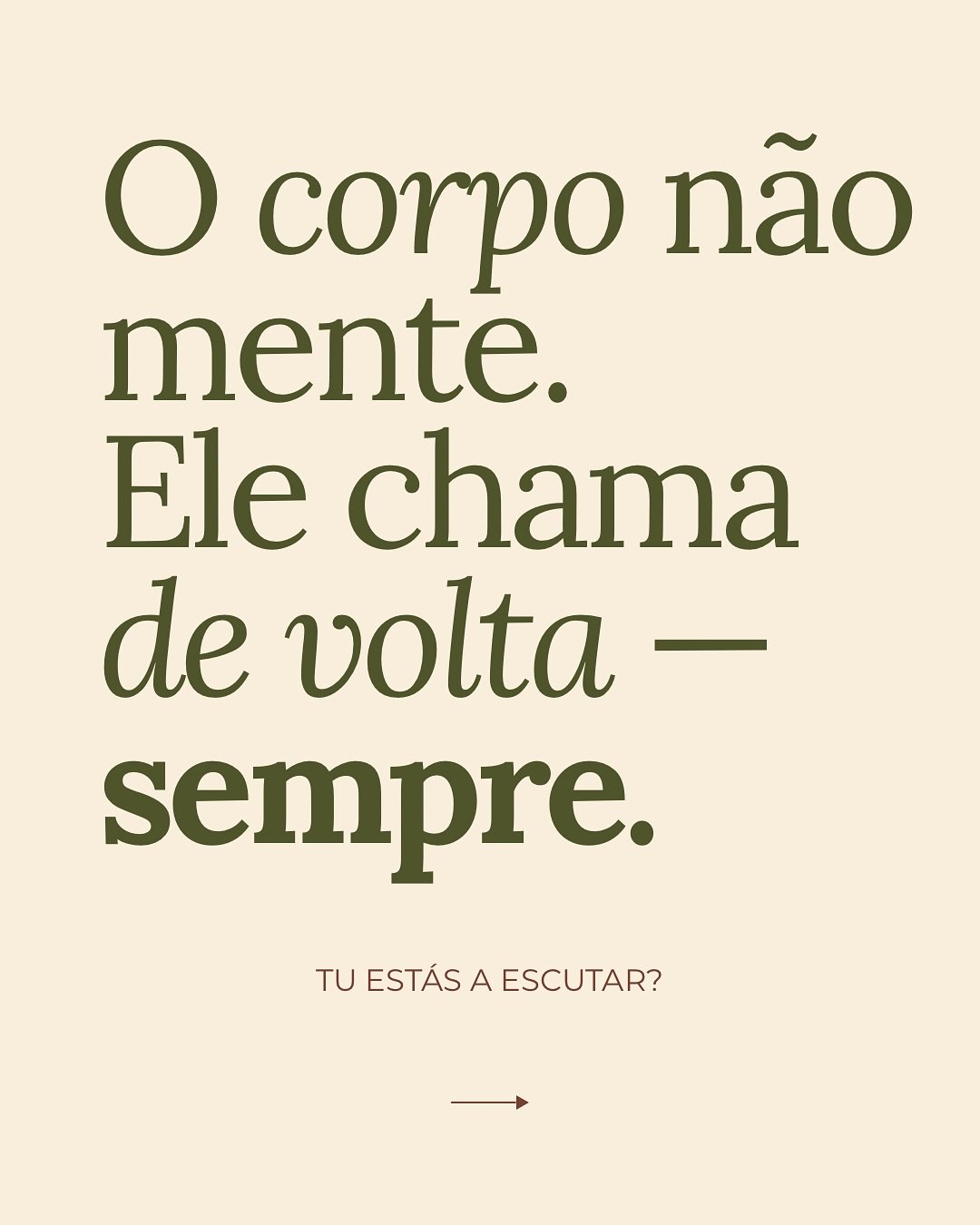 &Agrave;s vezes, &eacute; sutil: um suspiro mais curto, um aperto no peito, um cansa&ccedil;o que n&atilde;o passa

Outras vezes, ele grita: dores, crises de ansiedade, doen&ccedil;as que parecem &ldquo;do nada&rdquo;
⁠
Mas quase sempre... &eacute; e