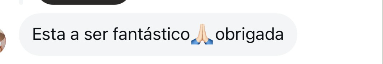 Text message in Spanish saying 'This is going to be fantastic, thank you' with a praying hands emoji.