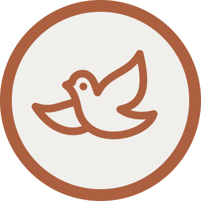Illustration of a dove inside a circular border