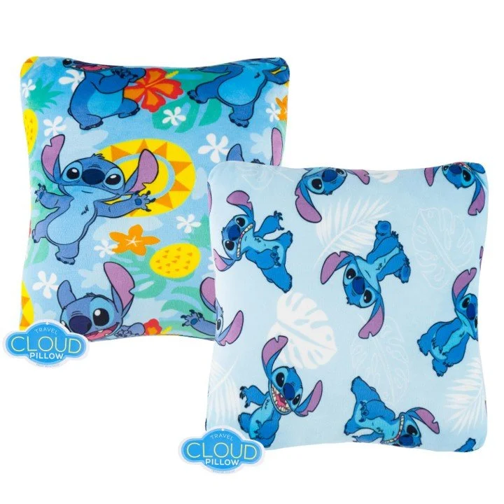 Travel home use Disney Stitch Cloud Pillow - 13" - Square - Assorted Design
