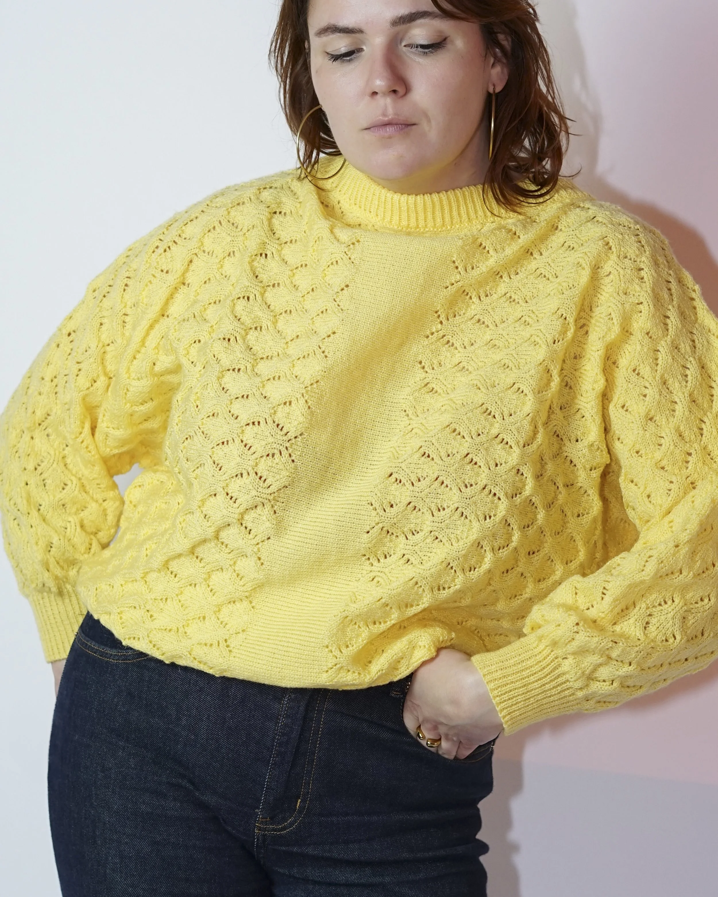 Vintage vleermuis-mouw trui - Dames - Maat M