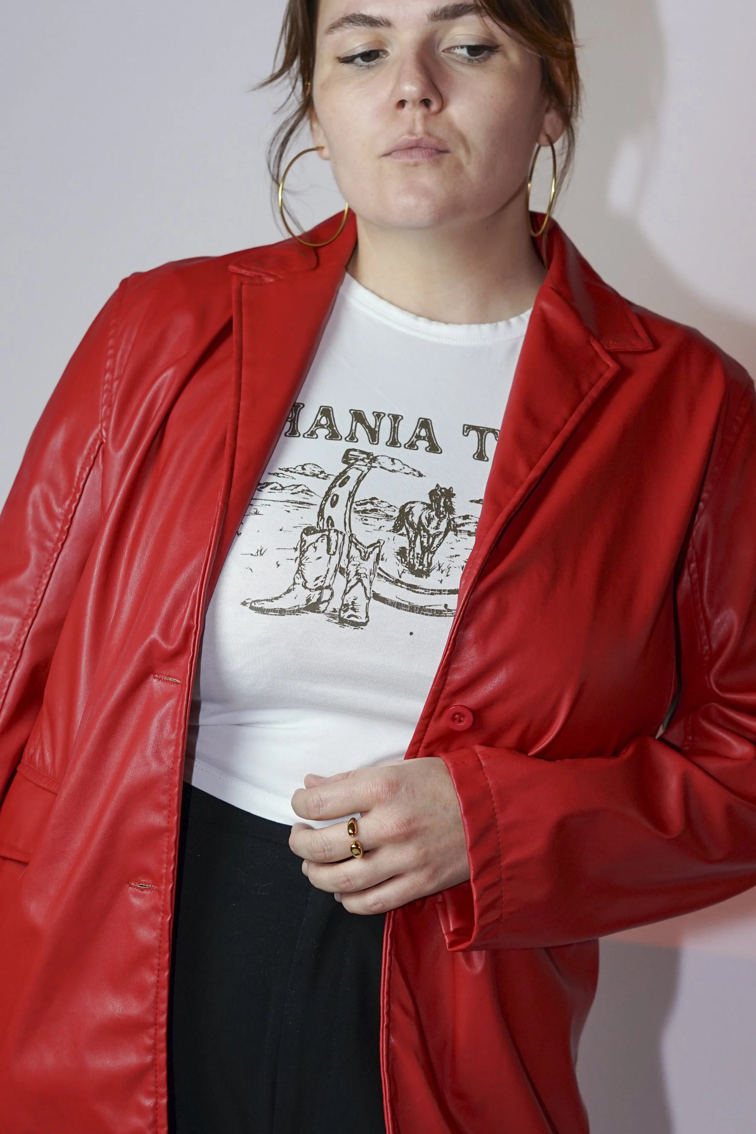 Vintage faux leren jas