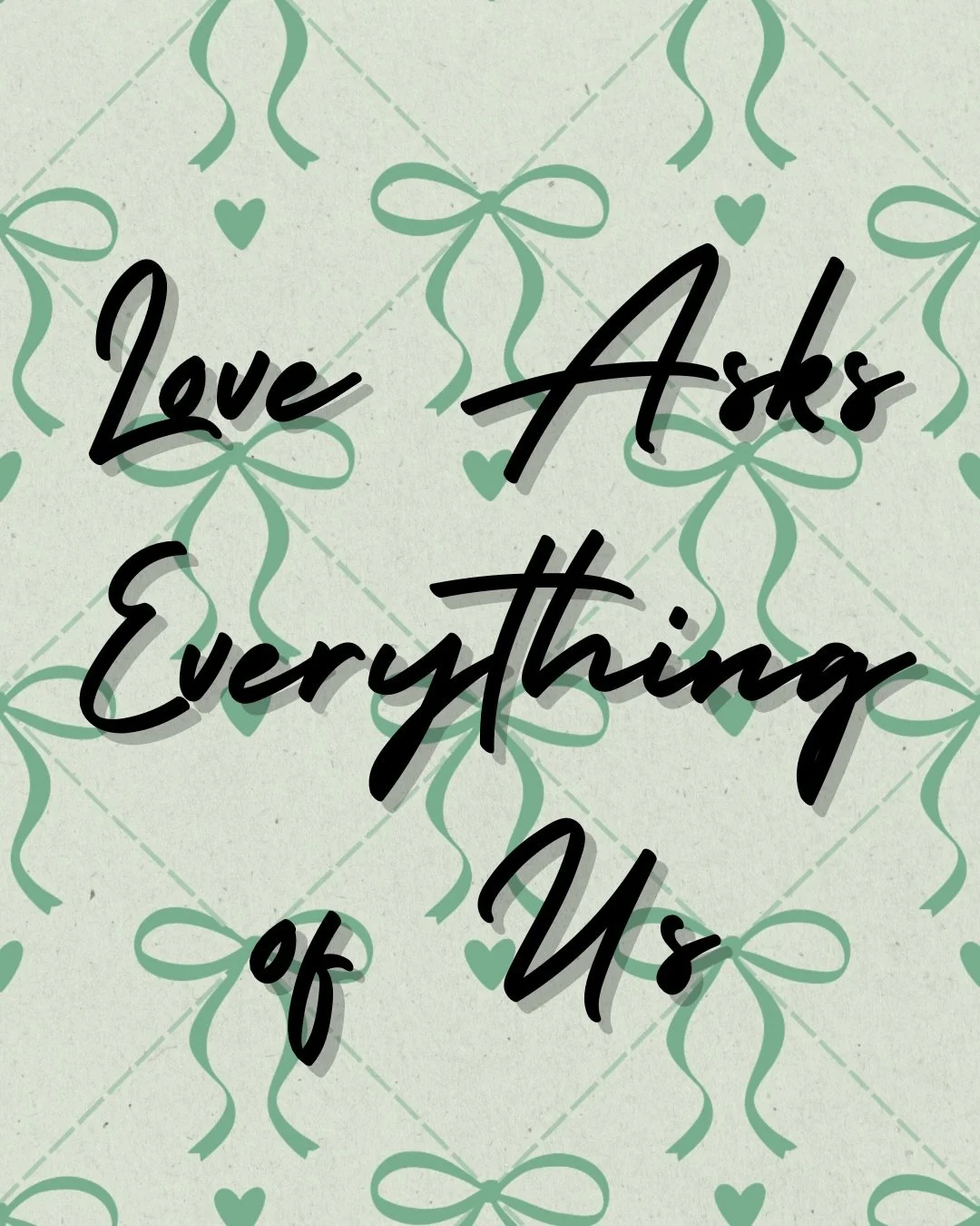 Love is a risk. We so often shy away from that risk because we don&rsquo;t want to deal with the possibility of rejection, hurt, or pain. 

But when we shy away from the risk that is being love, giving love, we deprive ourselves of the opportunities 