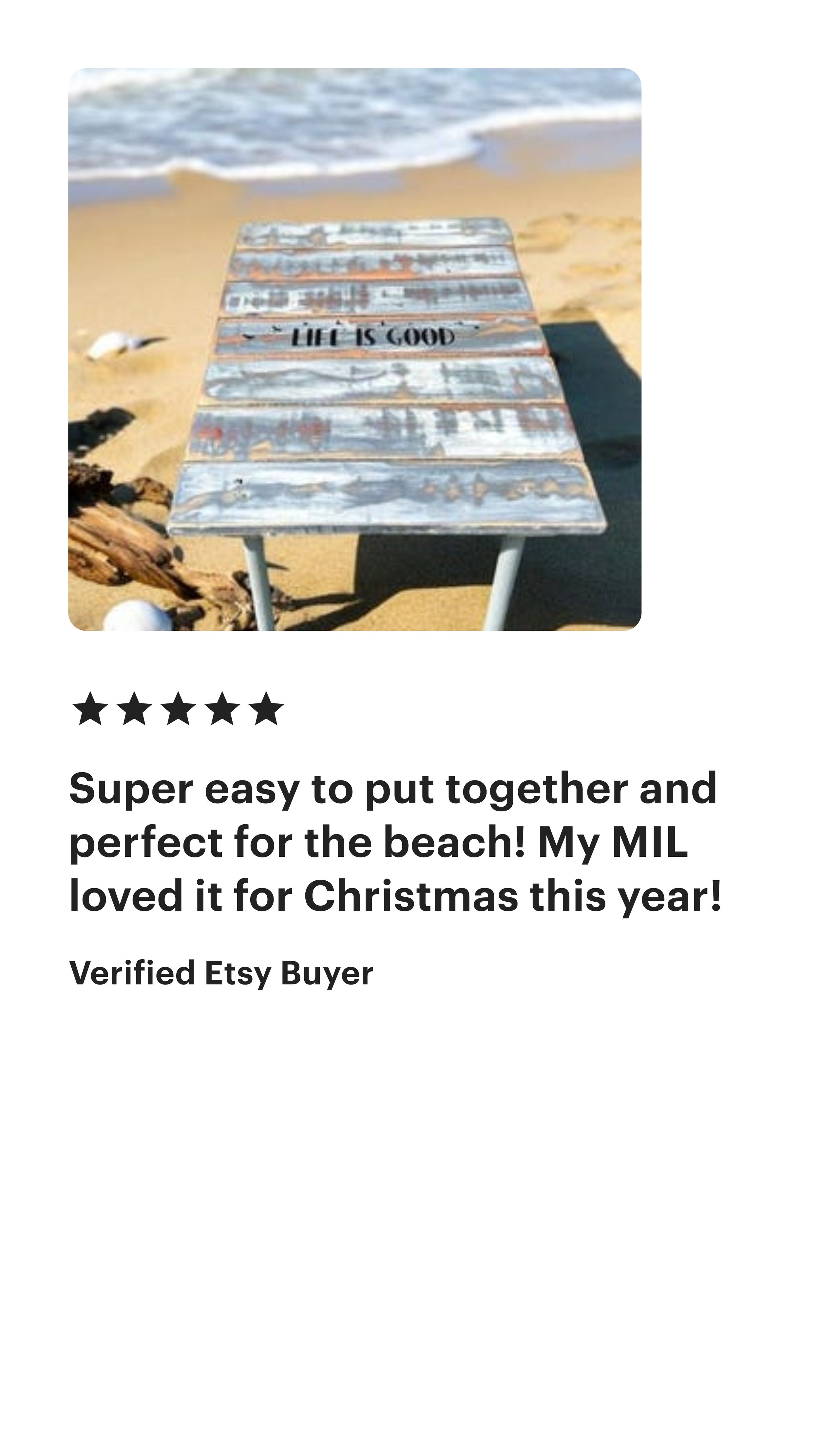 etsy five star review for a S & M Woodmasters roll up table in a bag