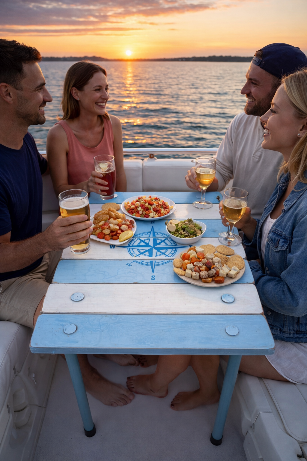 Light Blue/White- Compass Rose