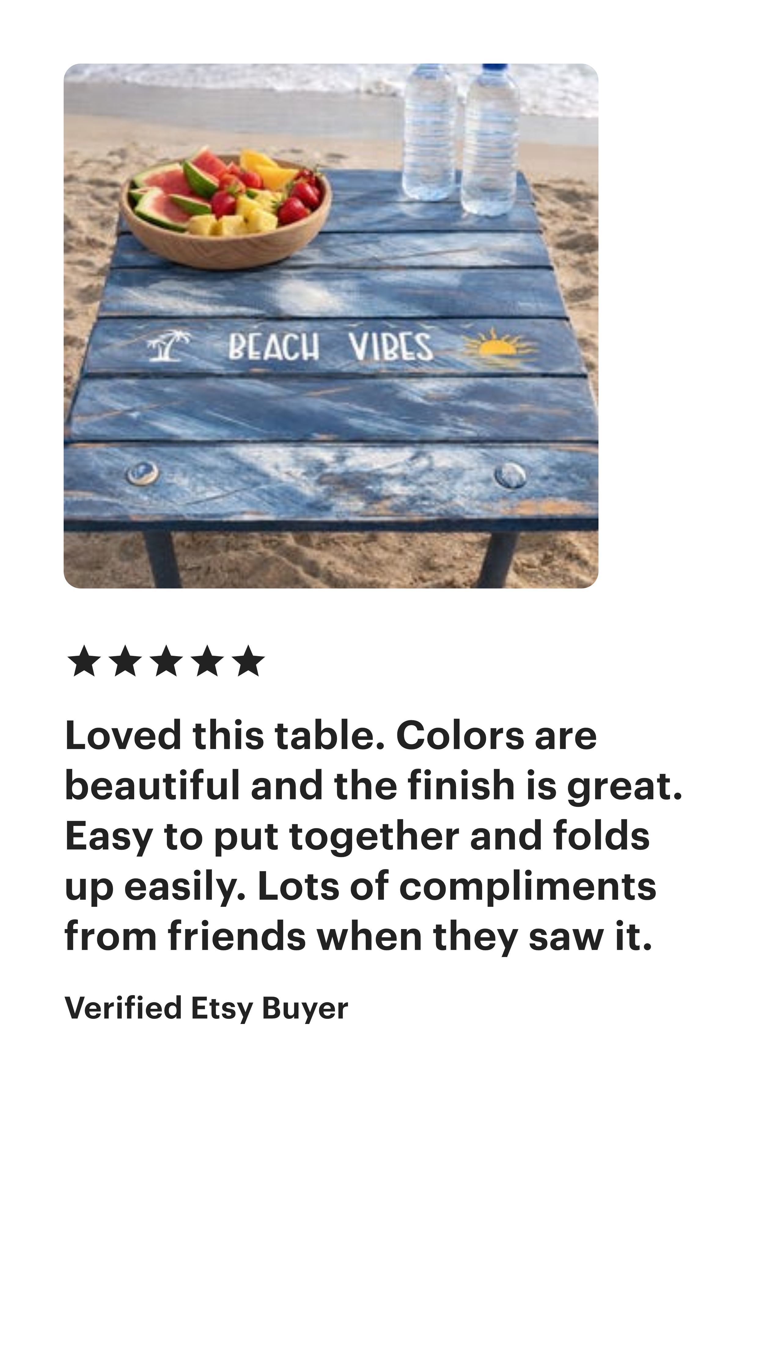 etsy five star review for S & M roll out table in a bag