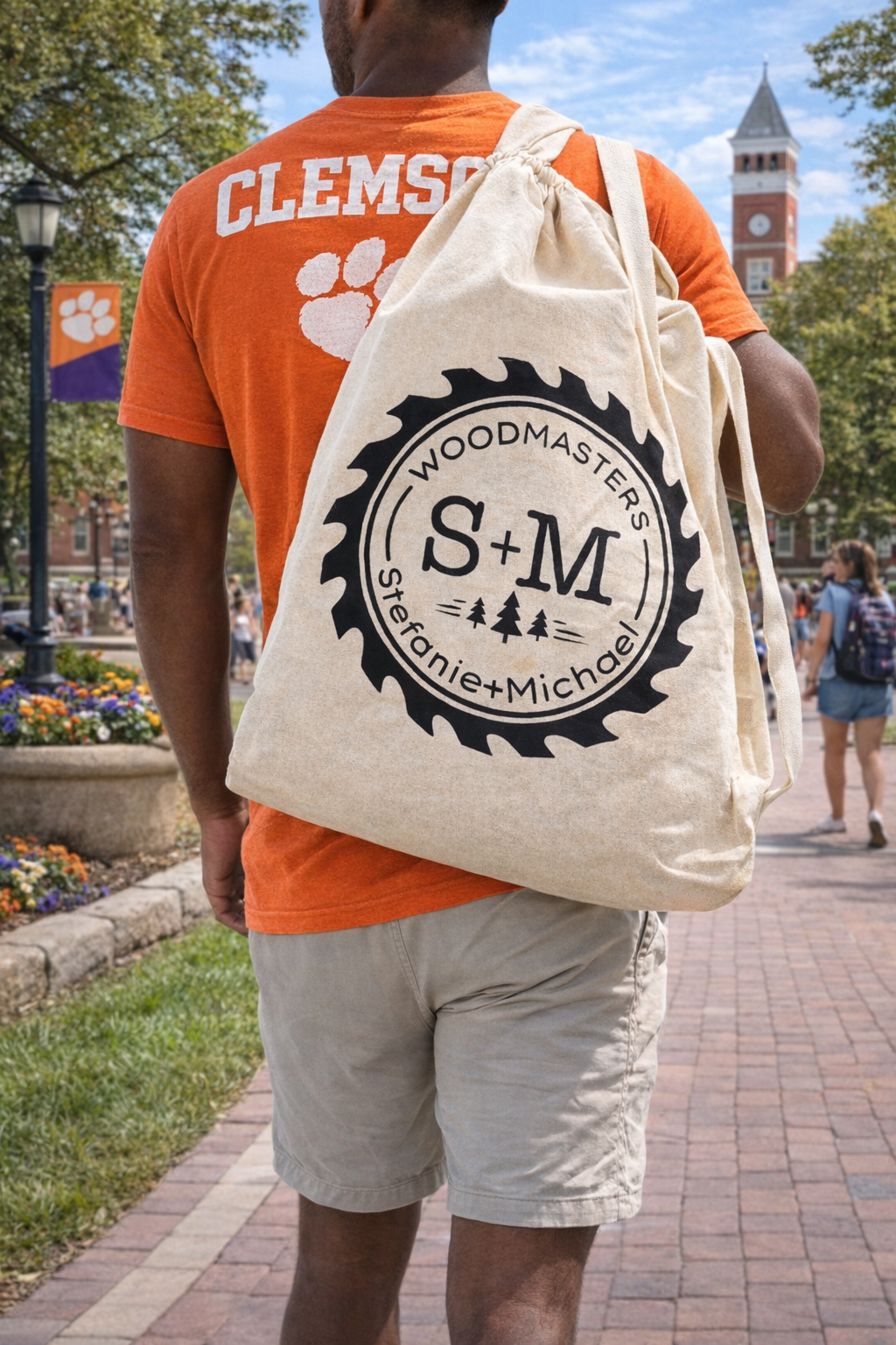 clemson roll out table a student carrying the table in a bag campus