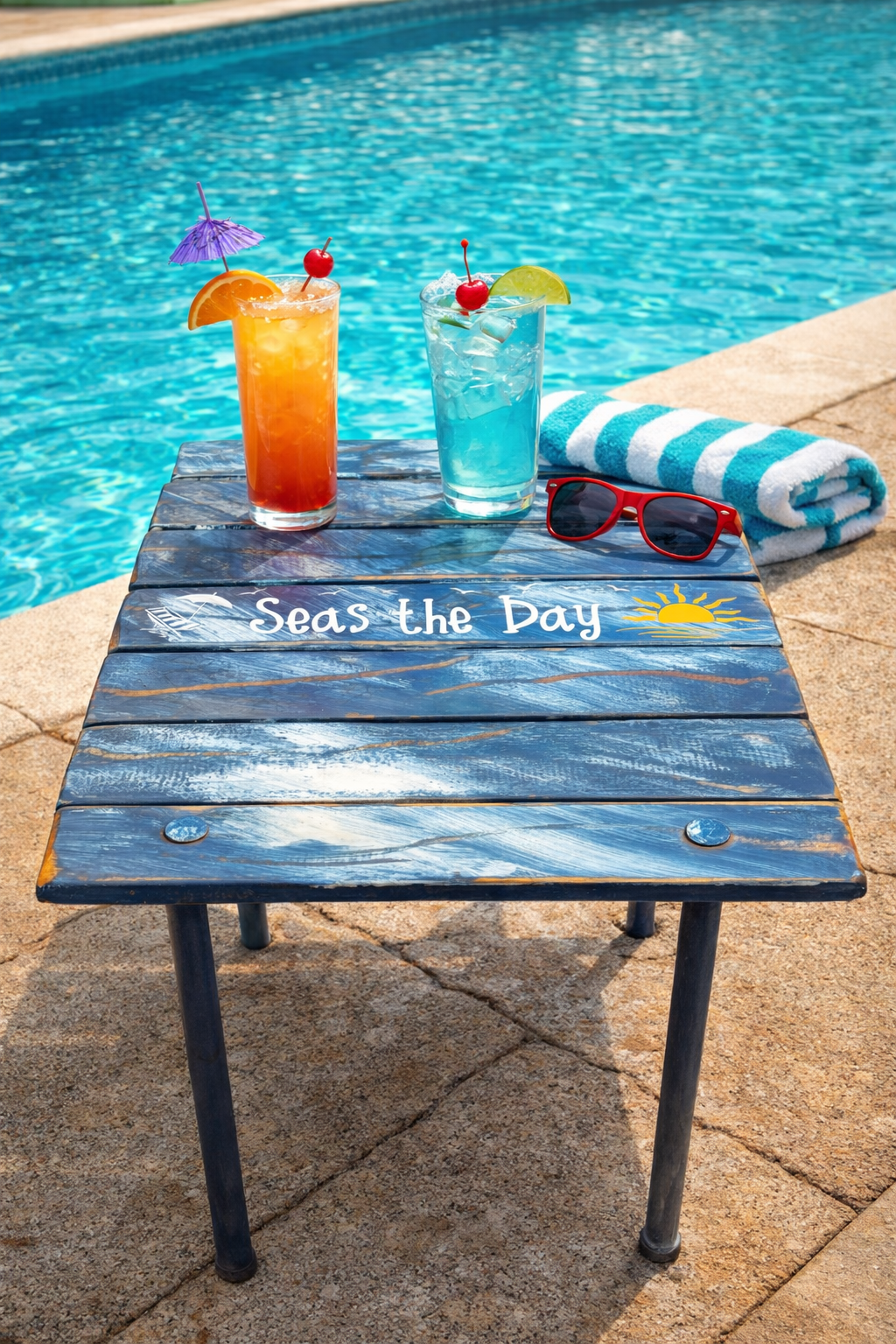 "Seas The Day" Denim Blue