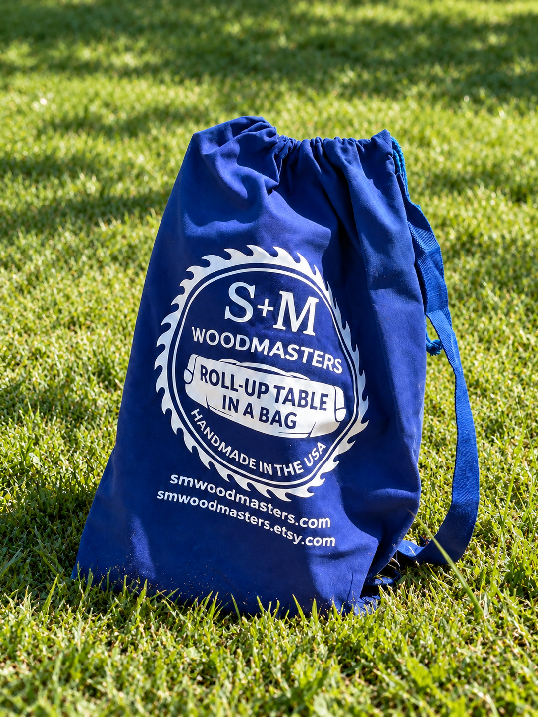 Blue Woodworking Bag on Sunlit Grass.png (Copy)