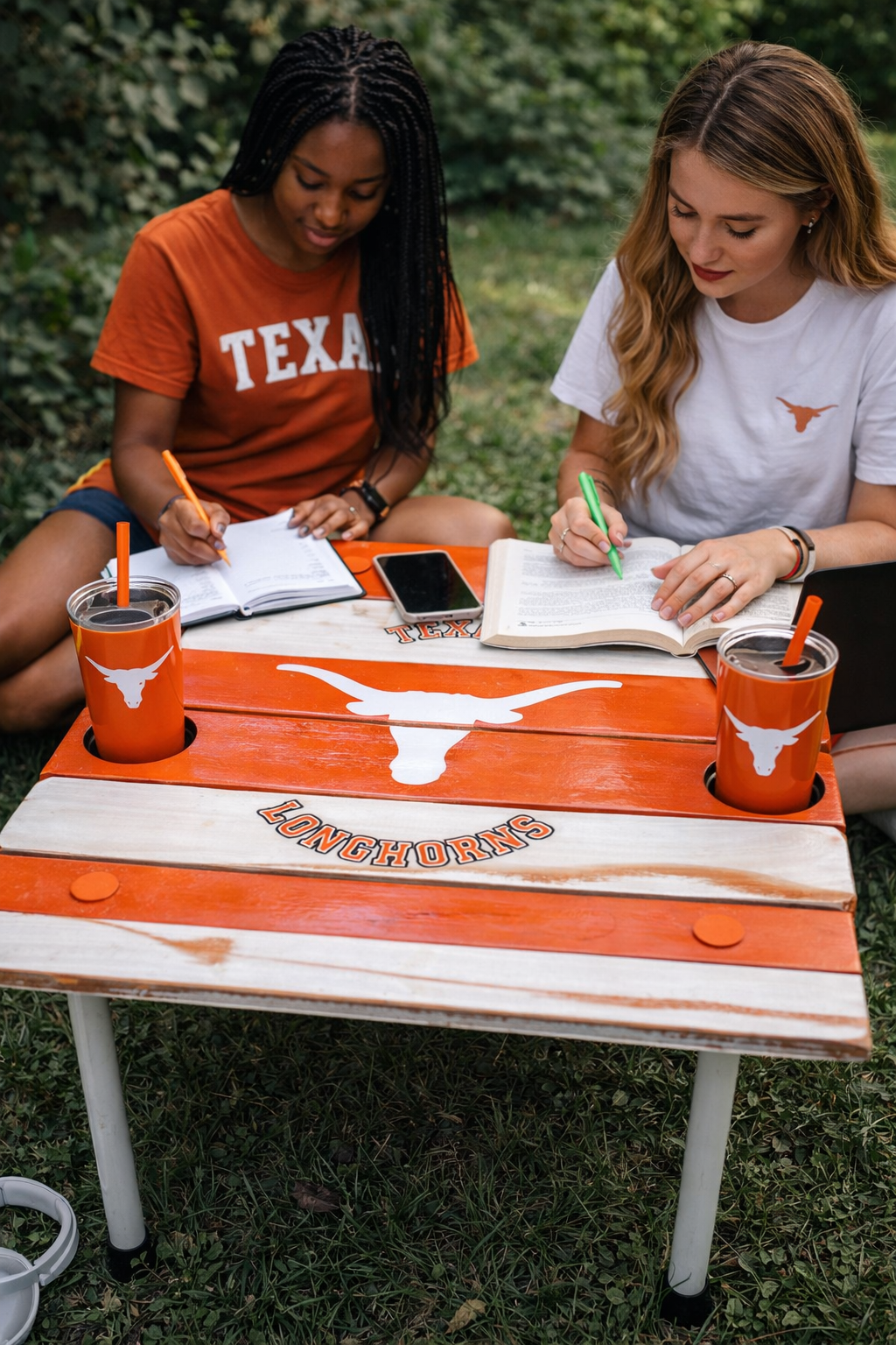 University of Texas Longhorns roll-out table used by students studying outdoors